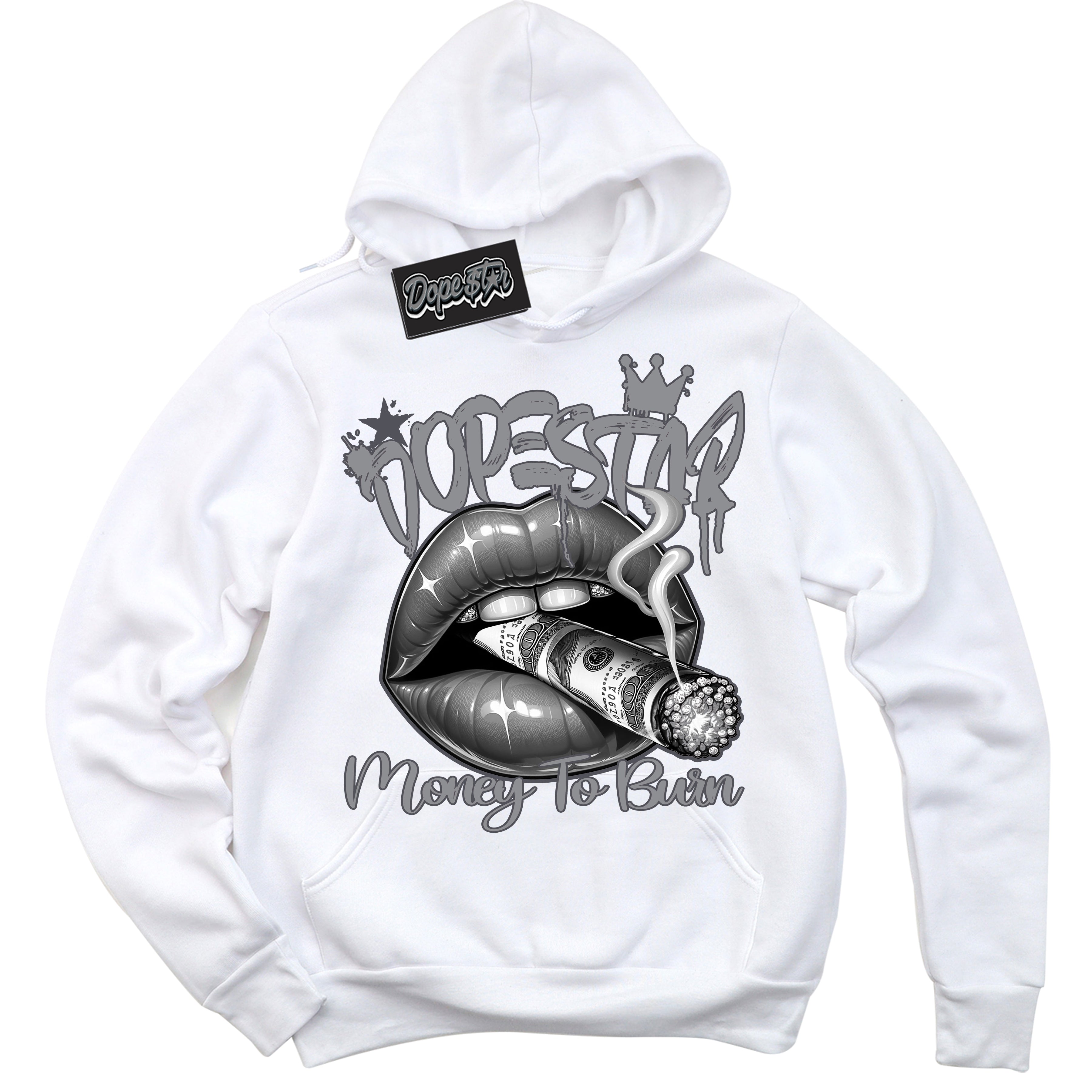 Cool Black Hoodie with “ Money To Burn ”  design that Perfectly Matches Paris Olympics Wet Cement 4s Jordans.