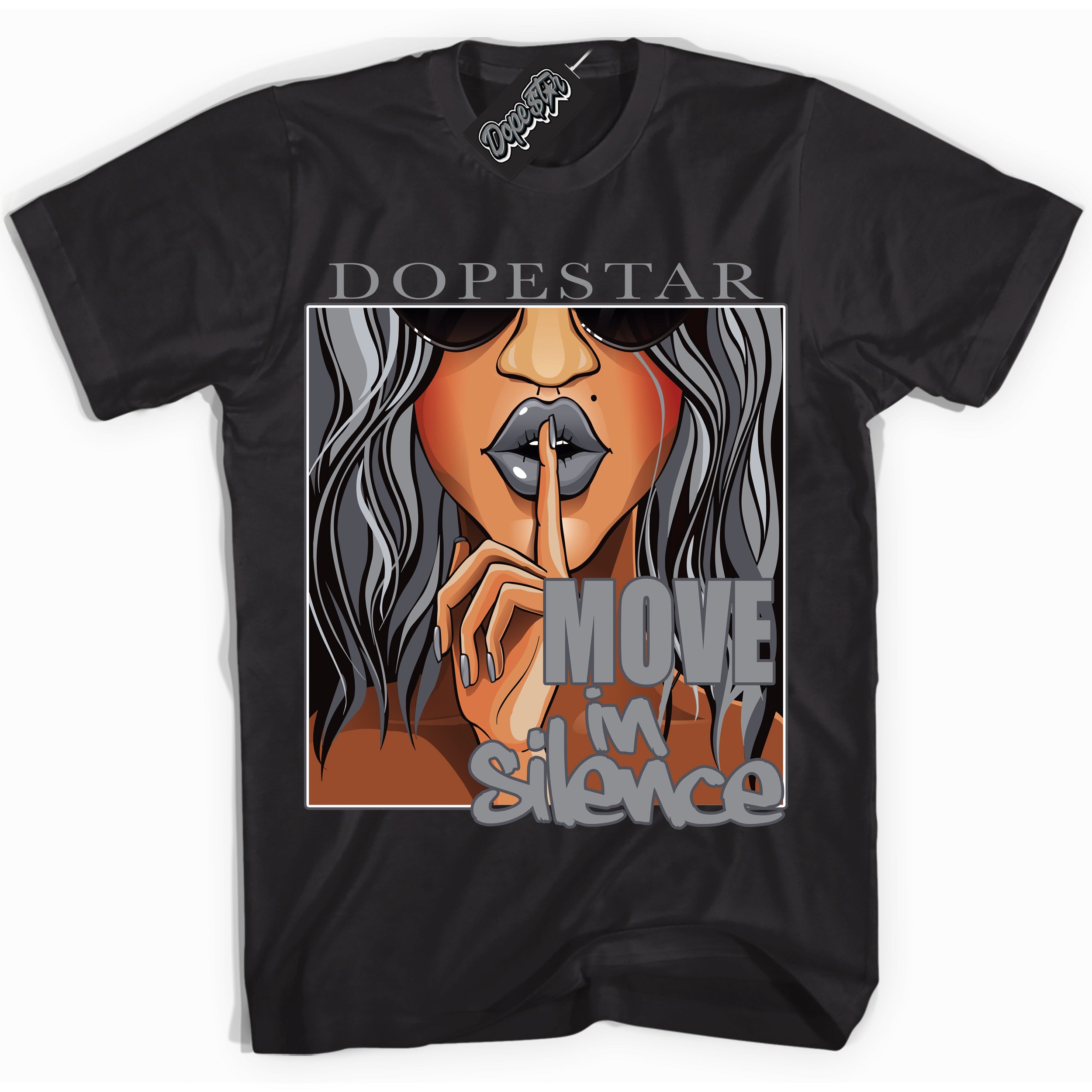 Cool Black Shirt with “ Move In Silence ” design that perfectly matches Paris Olympics Wet Cement 4s Jordans.