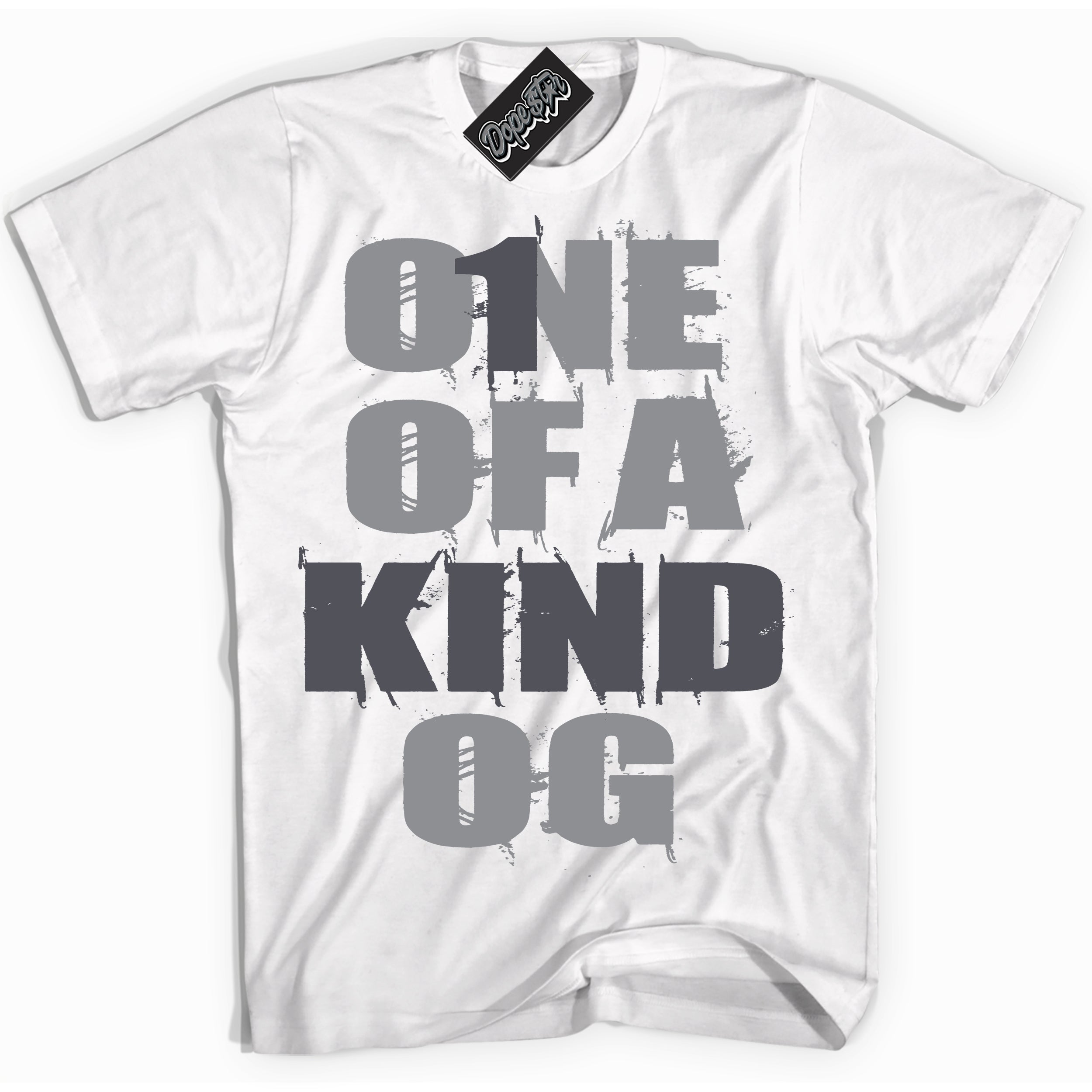 Cool White Shirt with “ One Of A Kind ” design that perfectly matches Paris Olympics Wet Cement 4s Jordans.