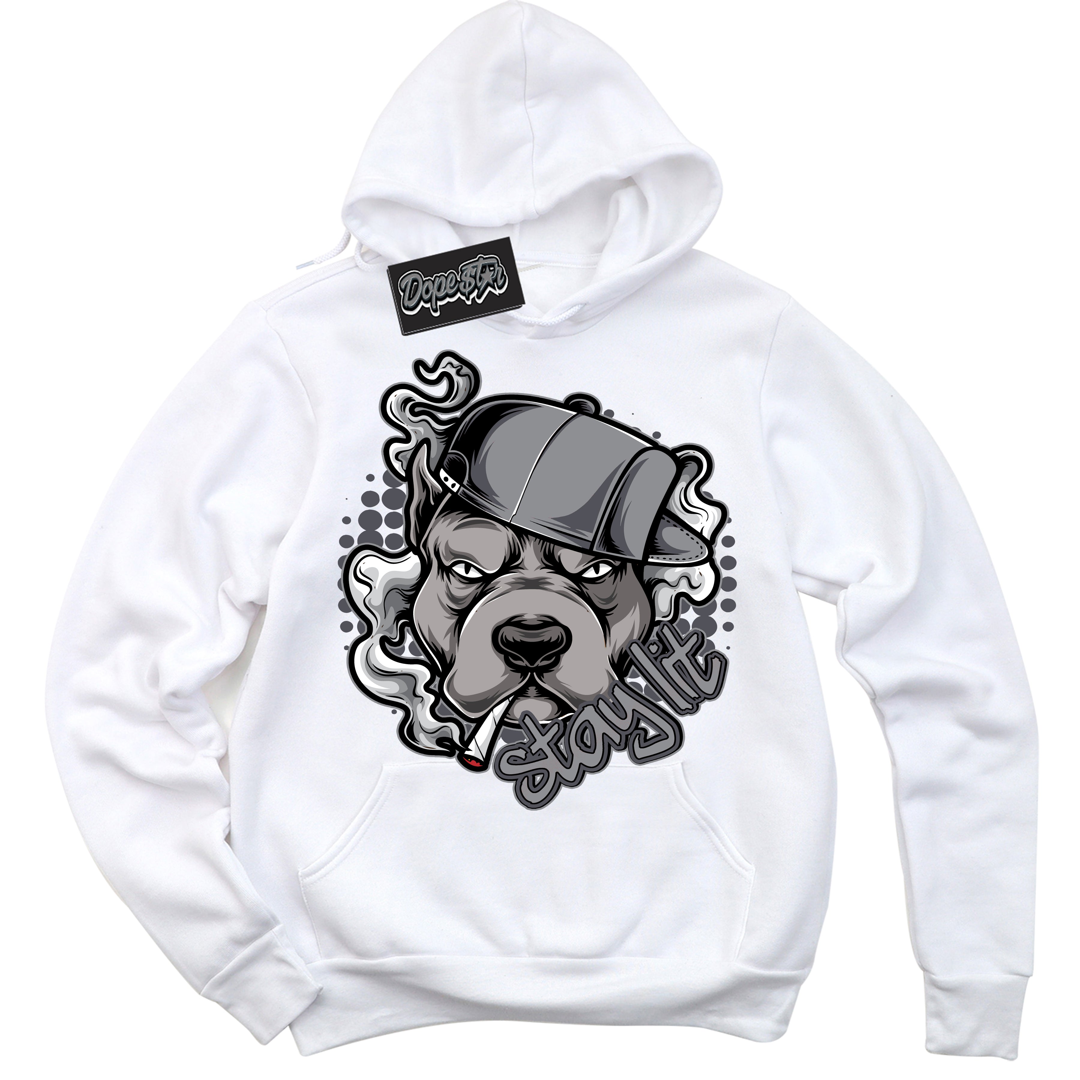 Cool White Hoodie with “ Stay Lit ”  design that Perfectly Matches Paris Olympics Wet Cement 4s Jordans.