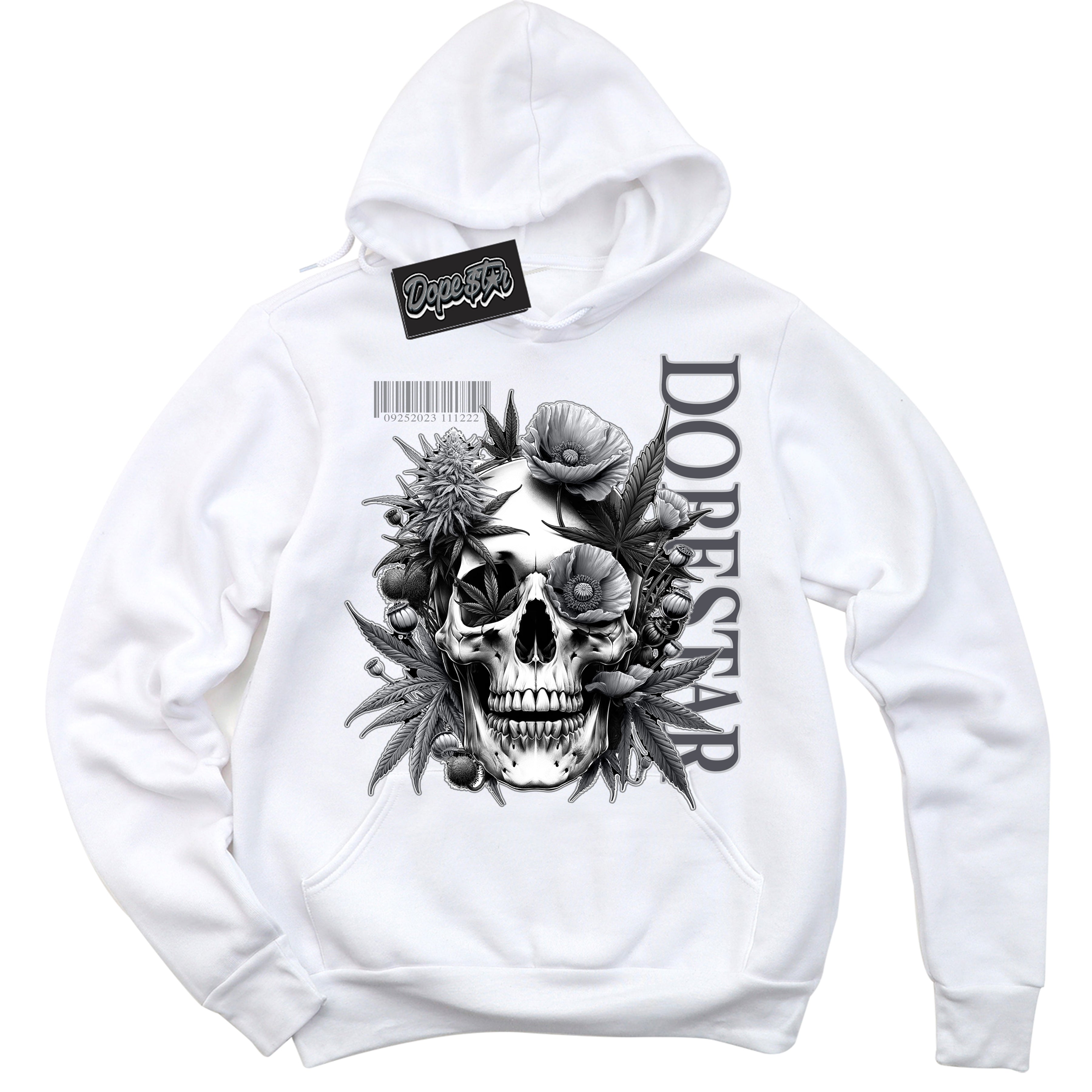 Cool White Hoodie with “ Skull Poppies ”  design that Perfectly Matches Paris Olympics Wet Cement 4s Jordans.