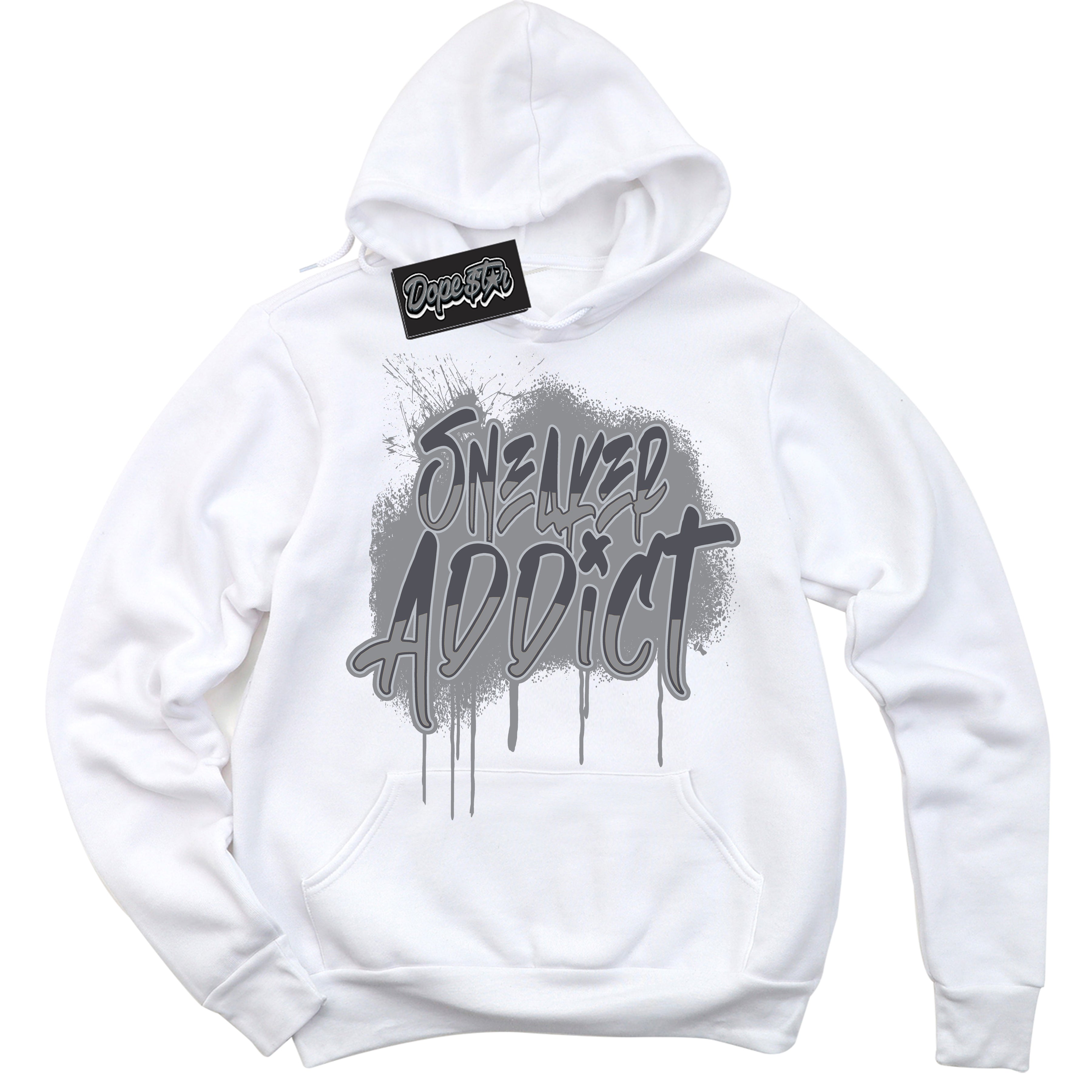 Cool White Hoodie with “ Sneaker Addict ”  design that Perfectly Matches Paris Olympics Wet Cement 4s Jordans.