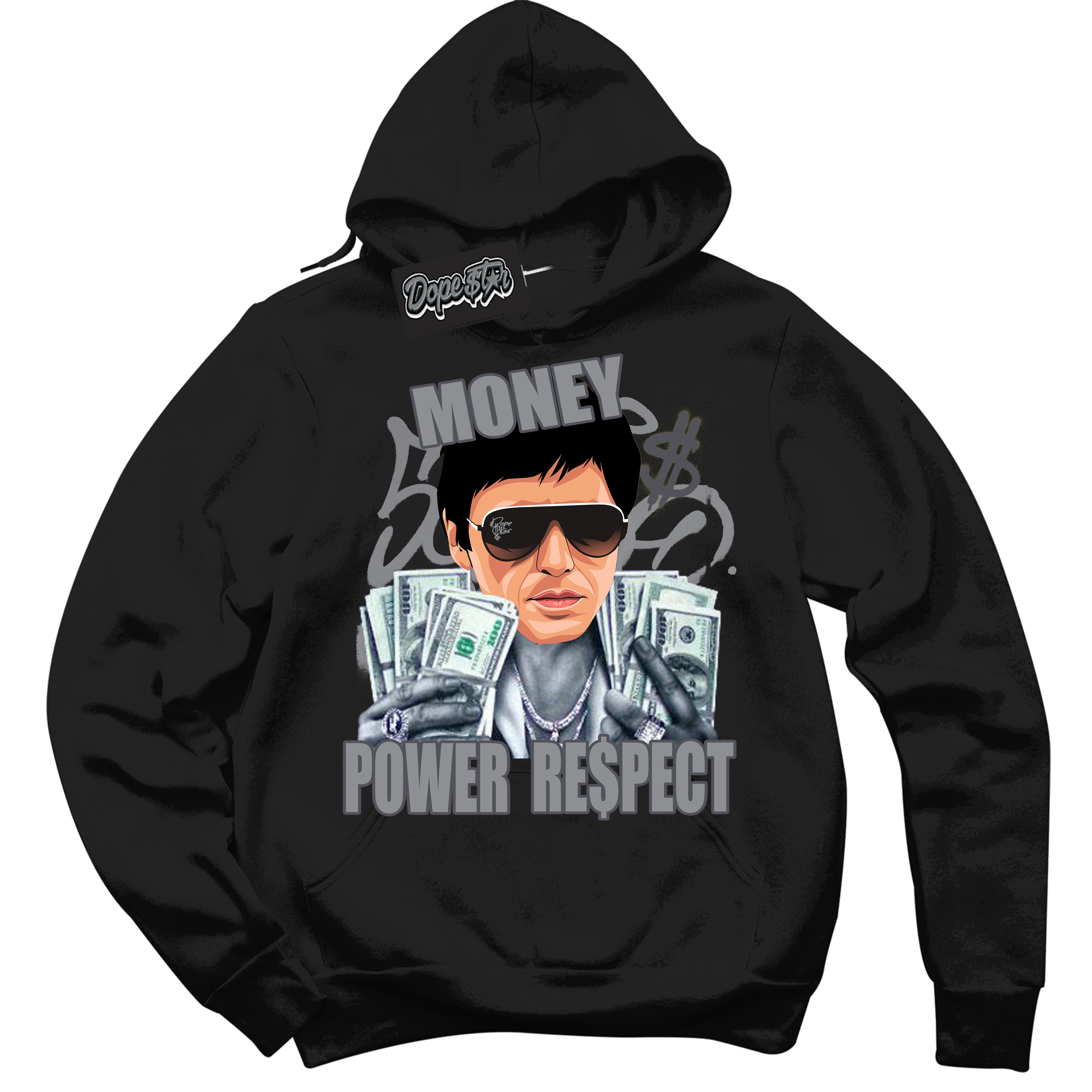Cool Black Hoodie with “ Tony Montana ”  design that Perfectly Matches Paris Olympics Wet Cement 4s Jordans.