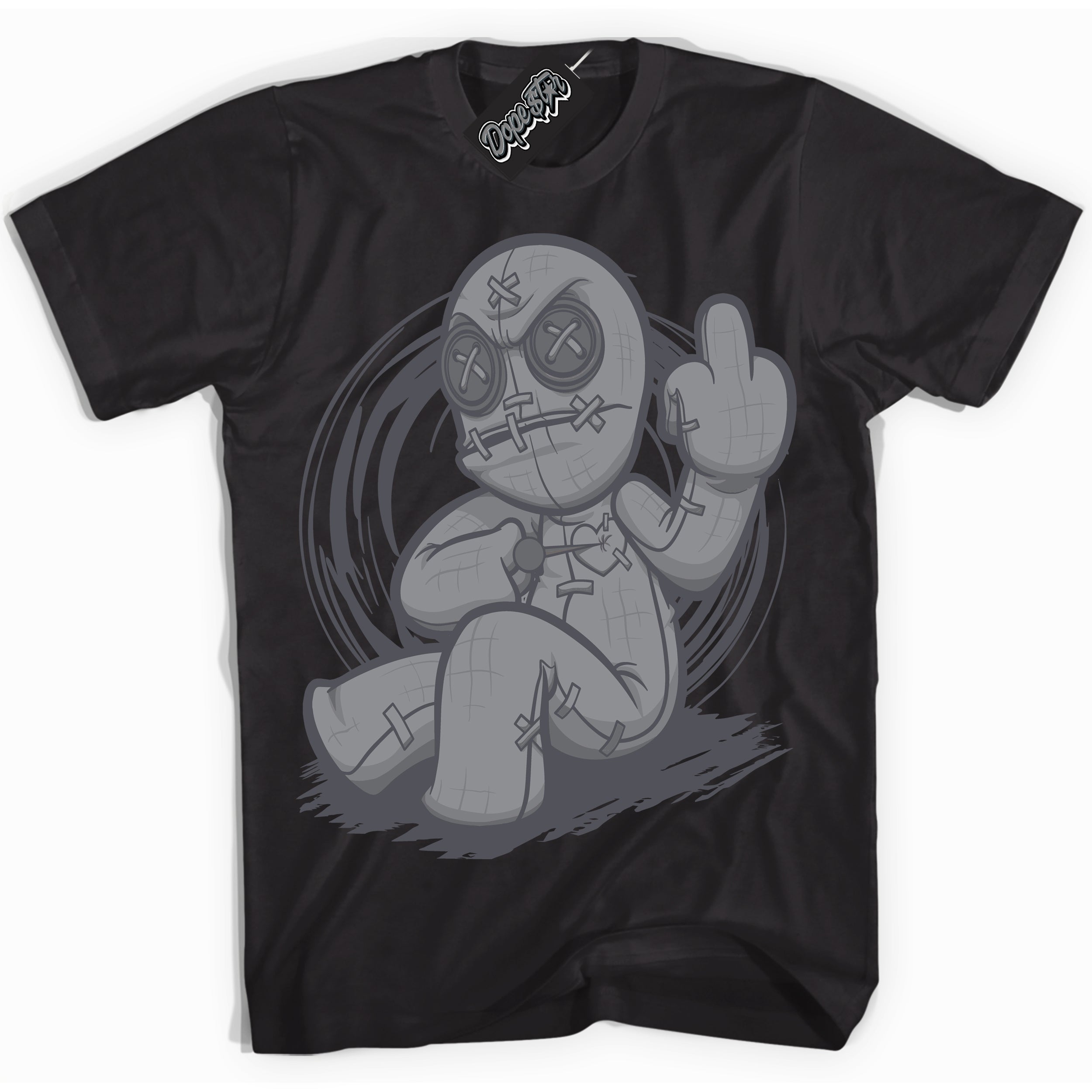 Cool Black Shirt with “ Voodoo Doll ” design that perfectly matches Paris Olympics Wet Cement 4s Jordans.