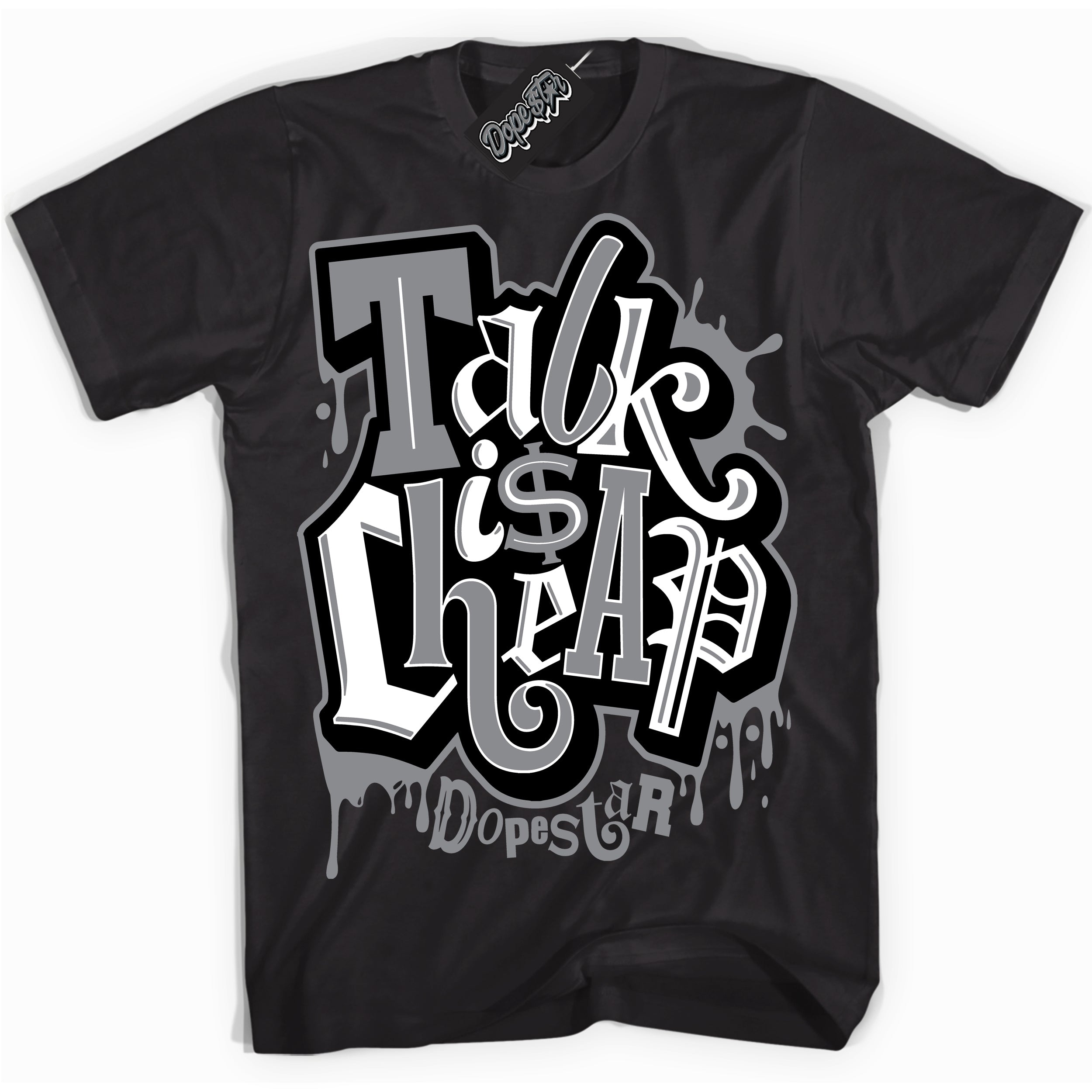 Cool Black Shirt with “ Talk Is Cheap” design that perfectly matches Black Canvas 4s Sneakers.