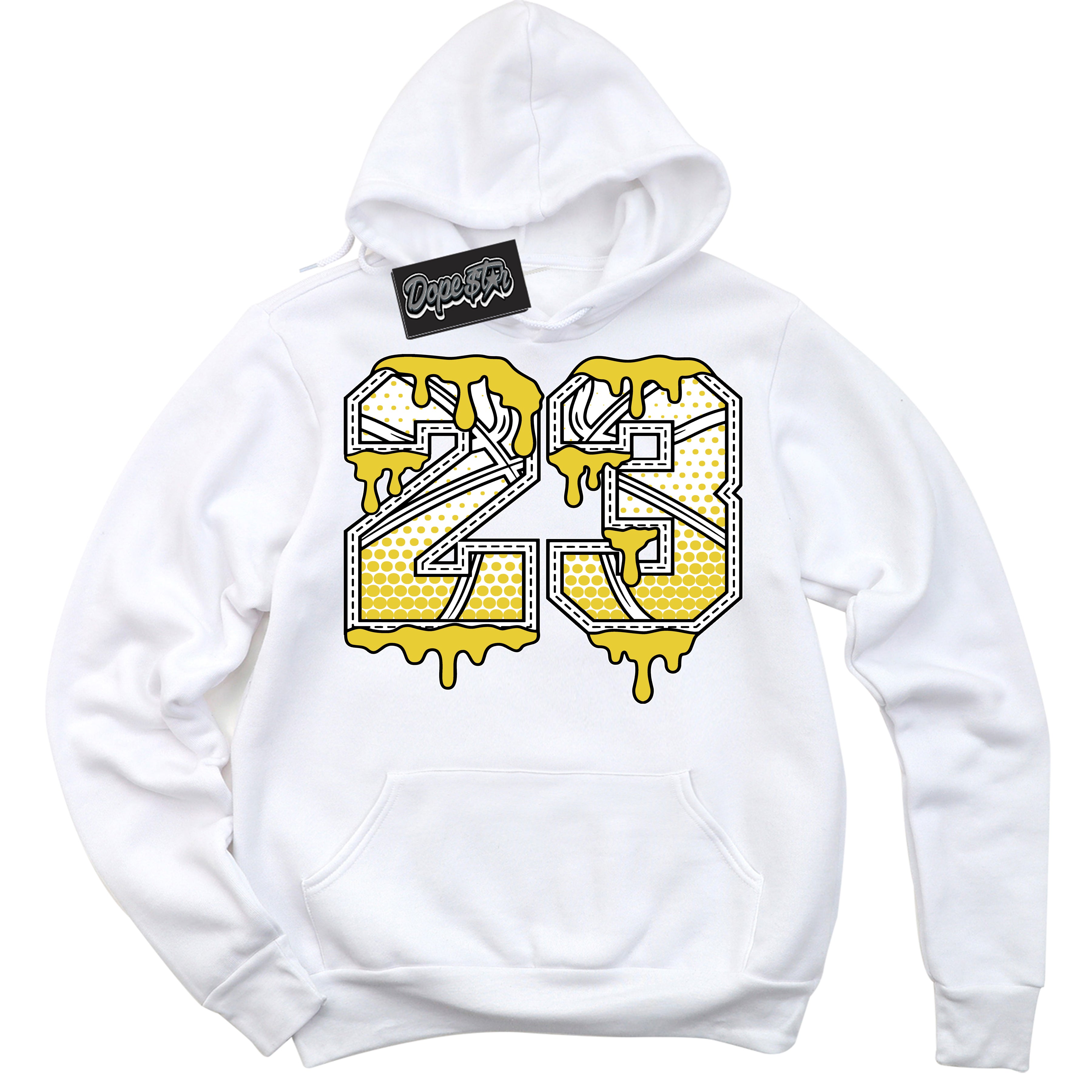 Cool White Hoodie with “ 23 Ball ”  design that Perfectly Matches Vivid Sulfur 4s Jordans.