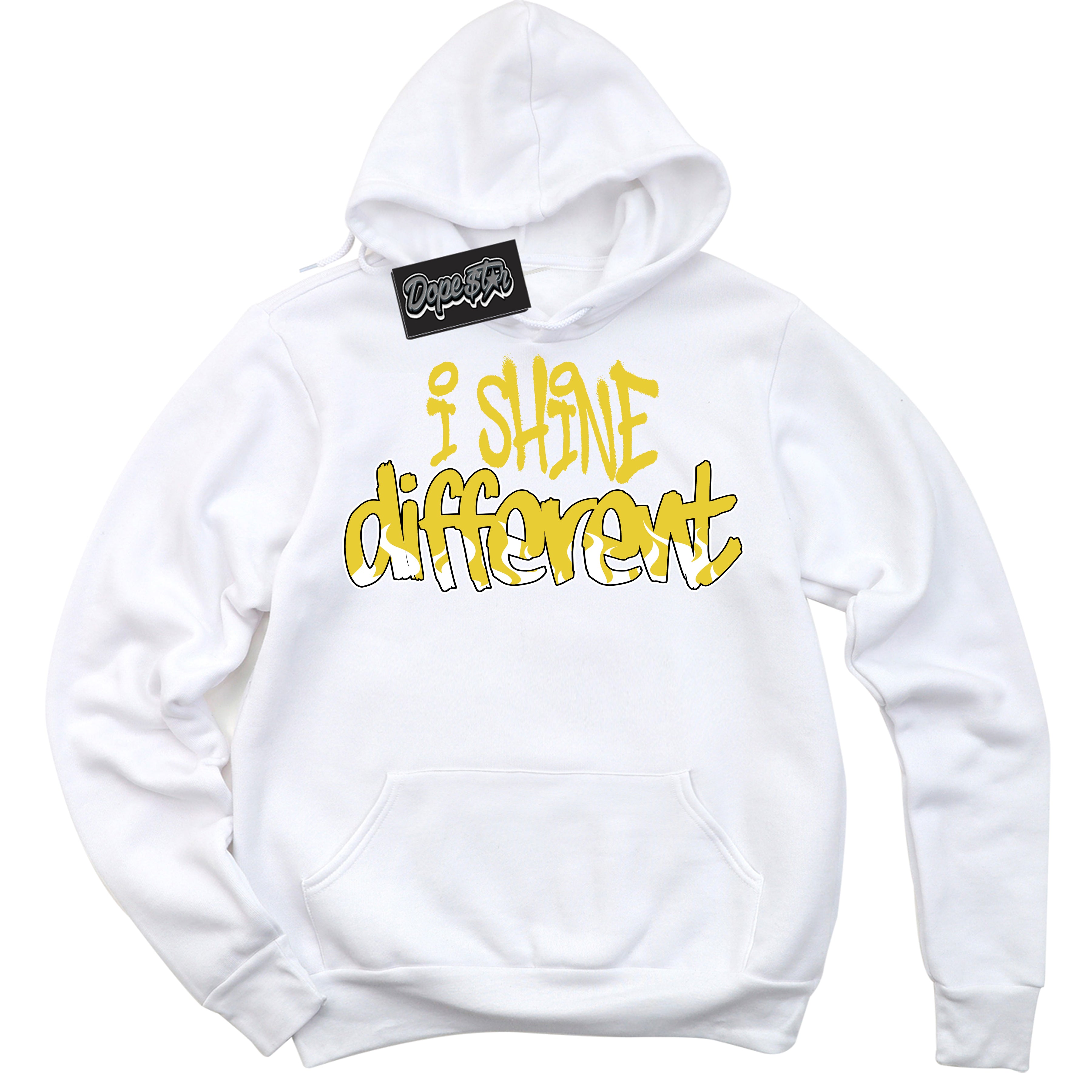 Cool White Hoodie with “ I Shine Different ”  design that Perfectly Matches Vivid Sulfur 4s Jordans.