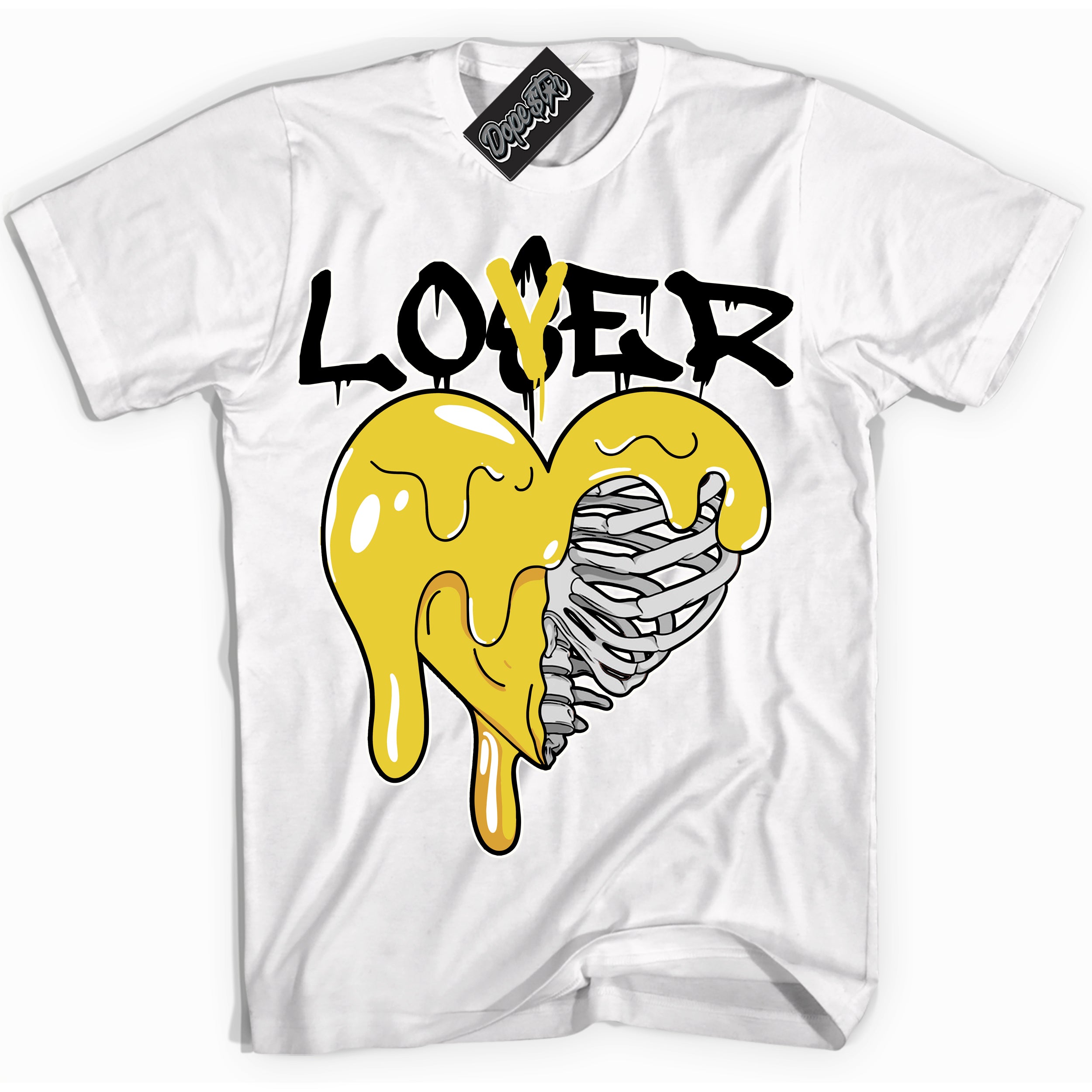 Cool White Shirt with “ Lover Loser” design that perfectly matches Vivid Sulfur 4s Jordans.