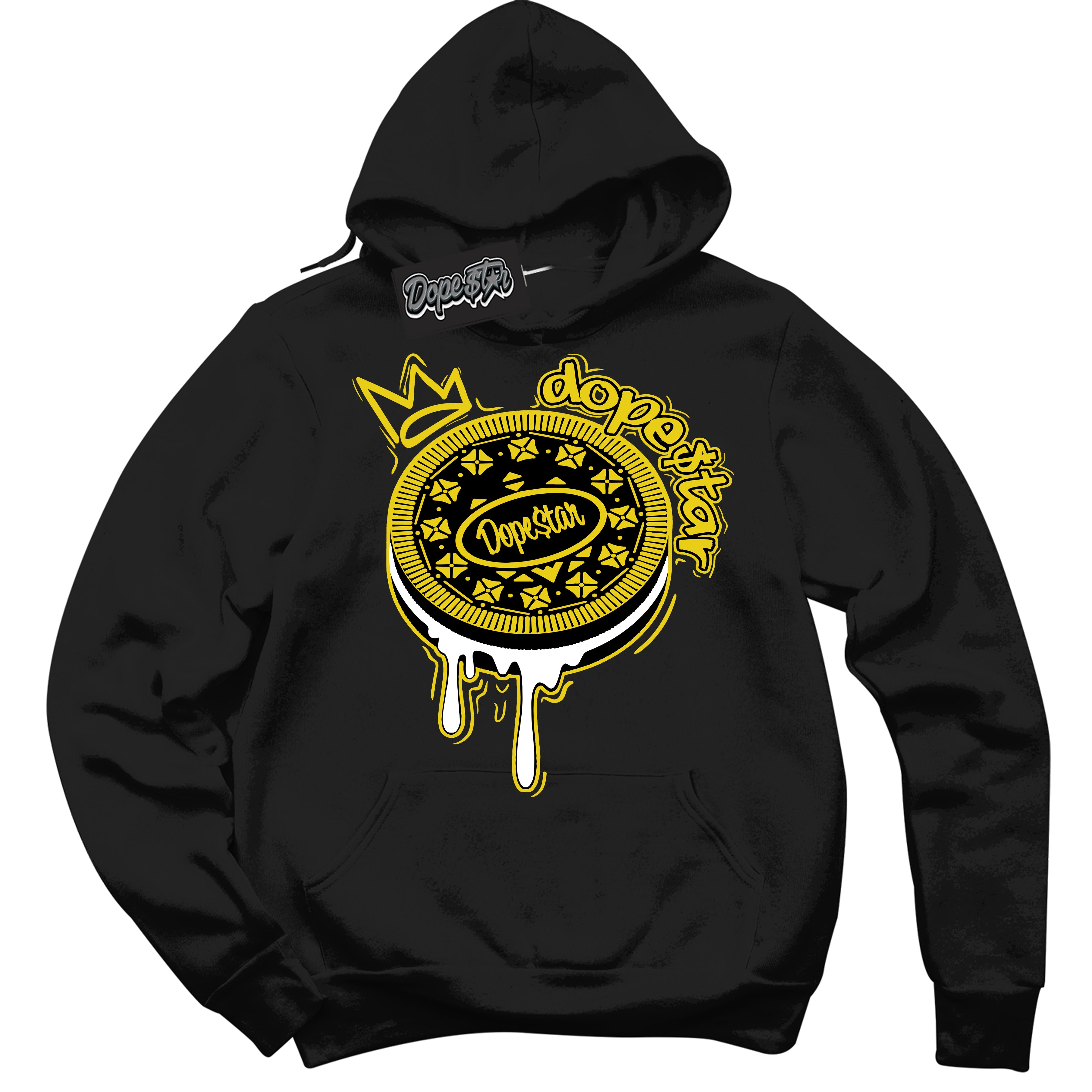 Cool Black Hoodie with “ Oreo DS ”  design that Perfectly Matches Vivid Sulfur 4s Jordans.