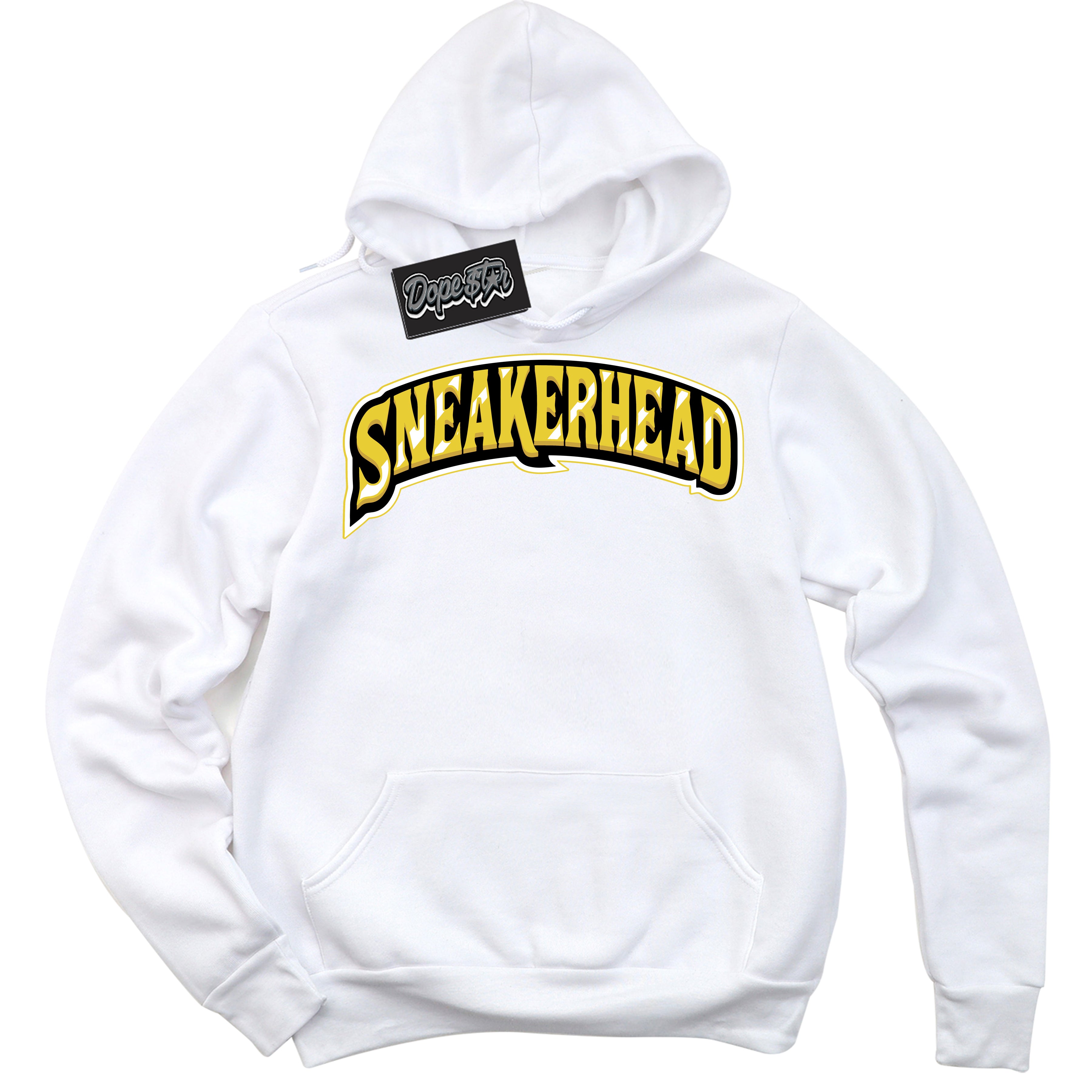 Cool White Hoodie with “ Sneakerhead ”  design that Perfectly Matches Vivid Sulfur 4s Jordans.