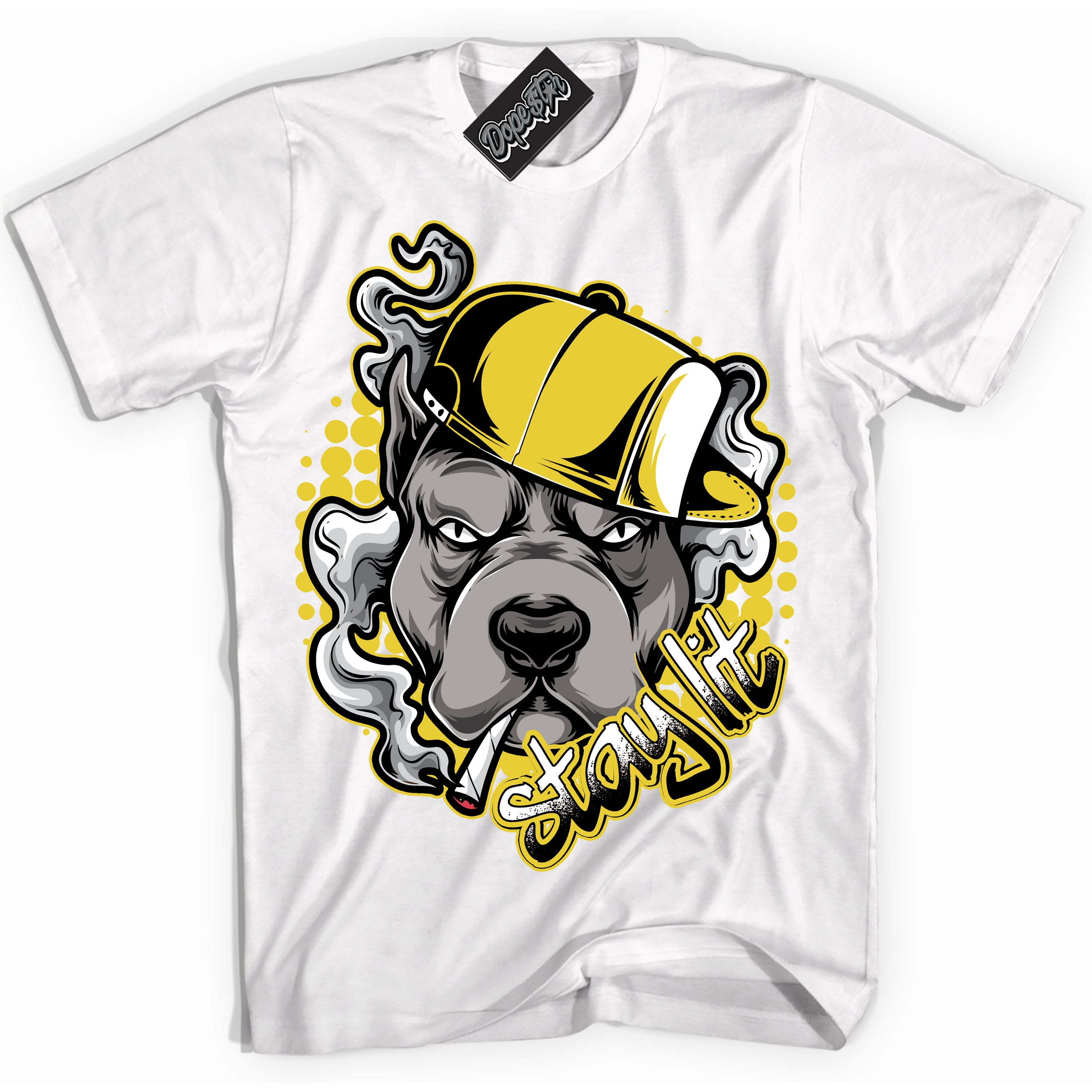 Cool White Shirt with “ Stay Lit” design that perfectly matches Vivid Sulfur 4s Jordans.