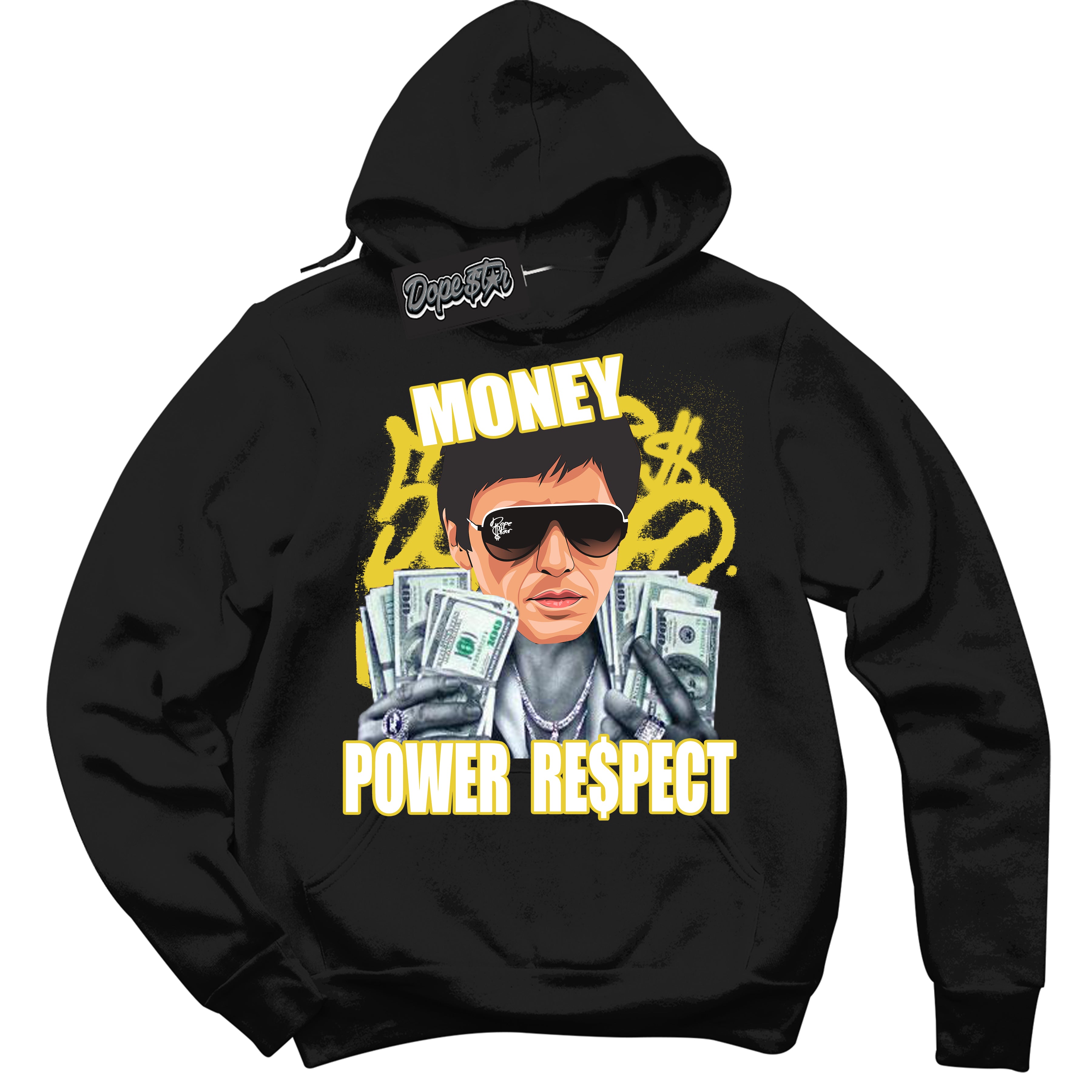 Cool Black Hoodie with “ Tony Montana ”  design that Perfectly Matches Vivid Sulfur 4s Jordans.