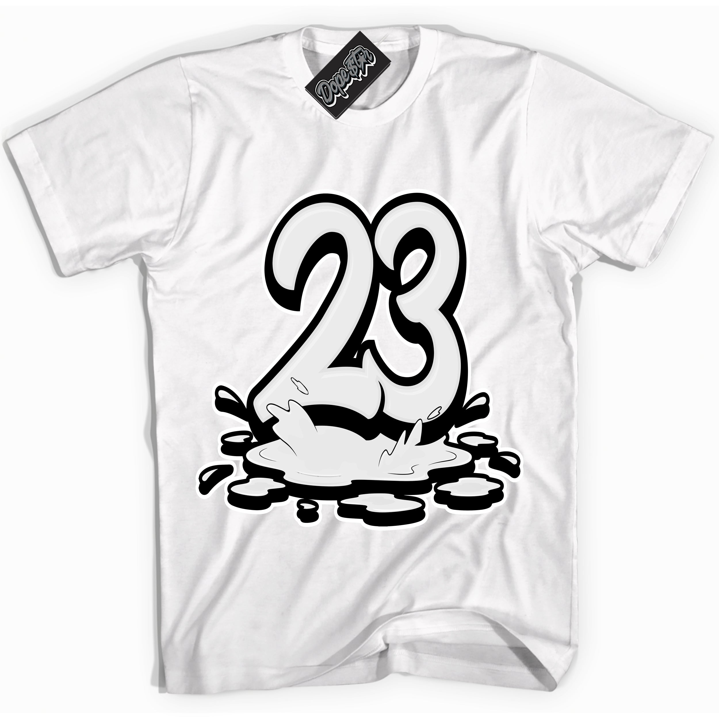 Cool White Shirt with “23 Melting” design that perfectly matches the White Thunder 4s Jordans.