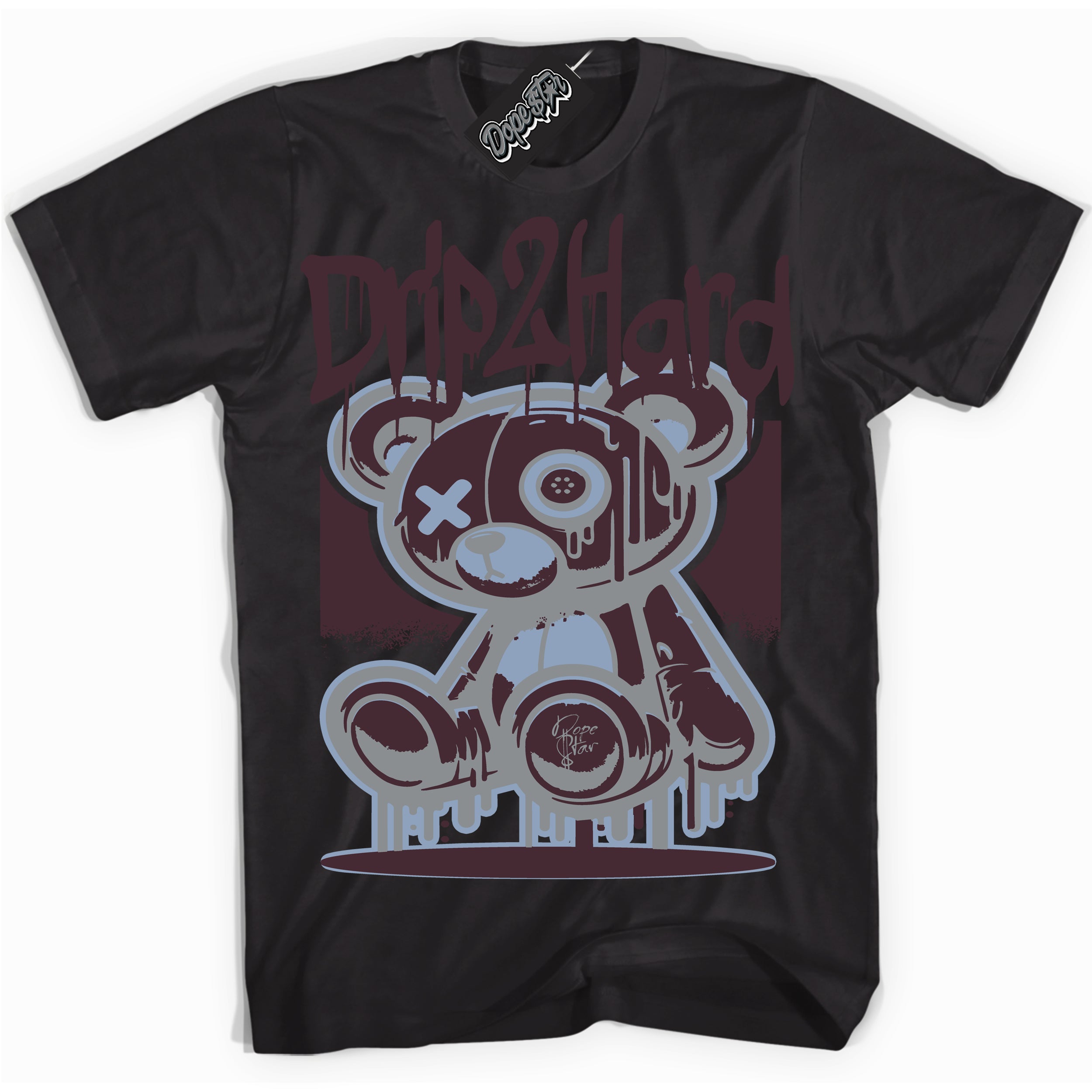 Cool Black graphic tee with “ Drip 2 Hard ” design, that perfectly matches Burgundy 5s