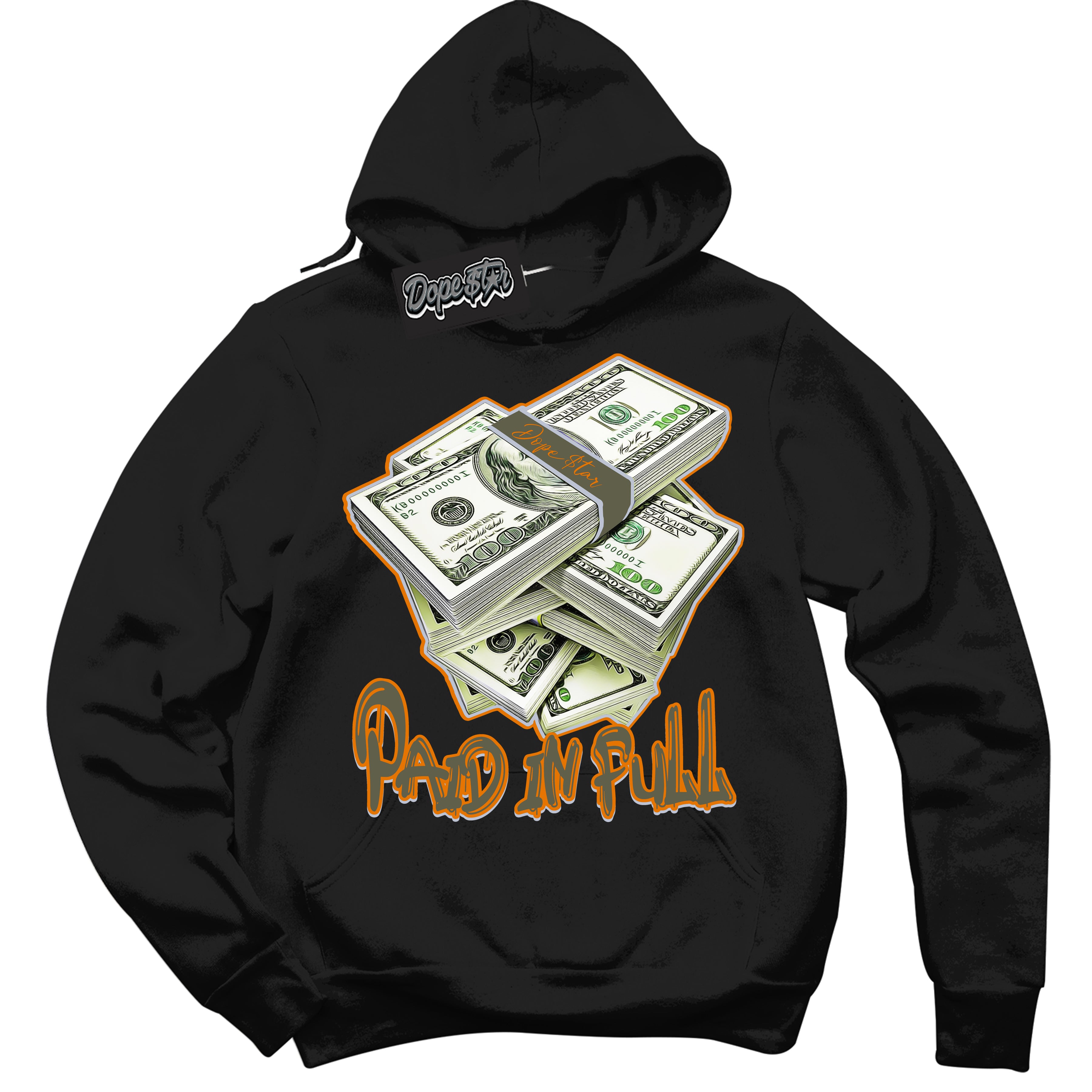 Cool Black Hoodie with “ Paid In Full ”  design that Perfectly Matches Olive 5s Sneakers.