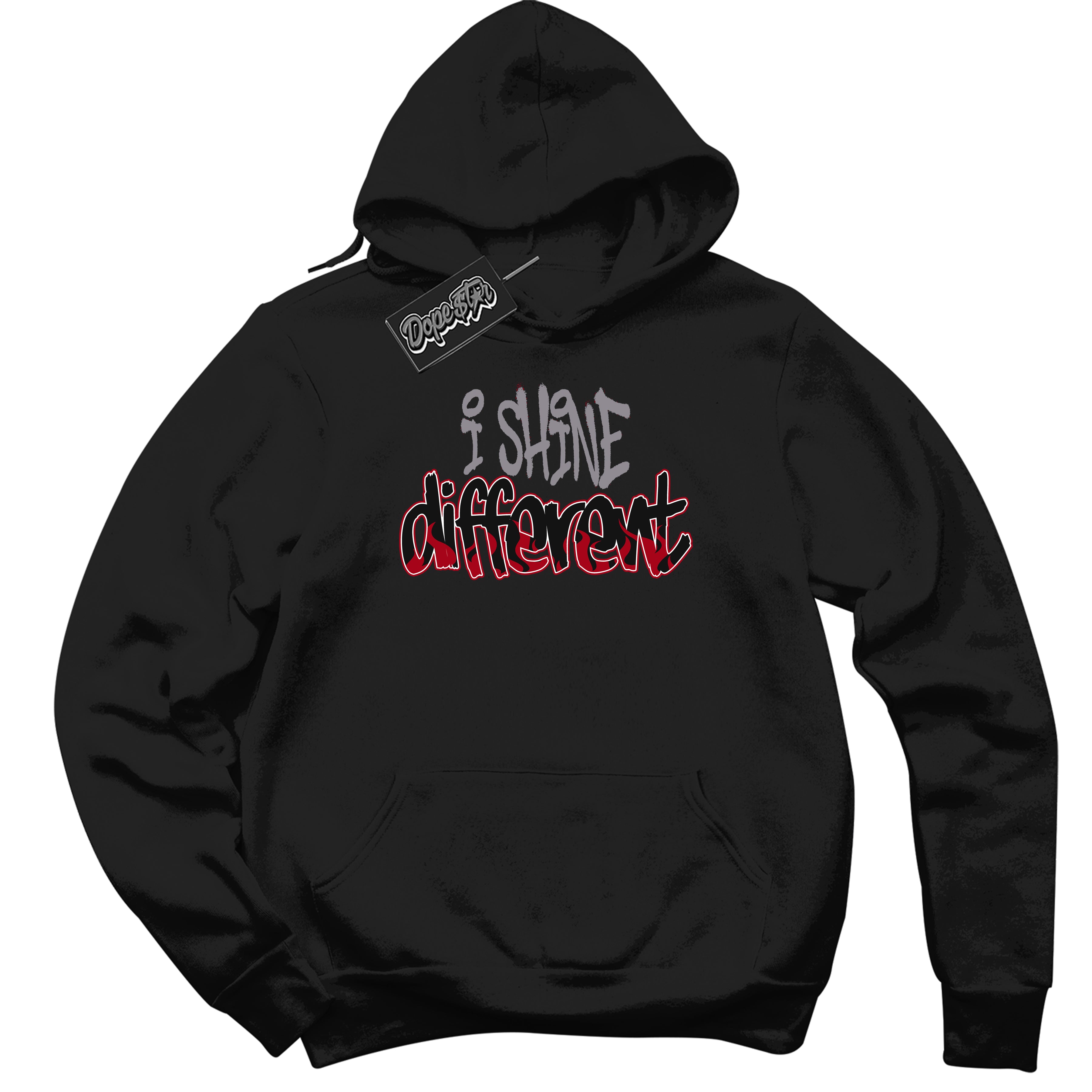 AJ5 Retro OG Black Metallic Reimagined ‘I Shine Different’ – Black Streetwear Hoodie | Men's and Women's graphic sweatshirt by Sneaker Shirts Outlet.