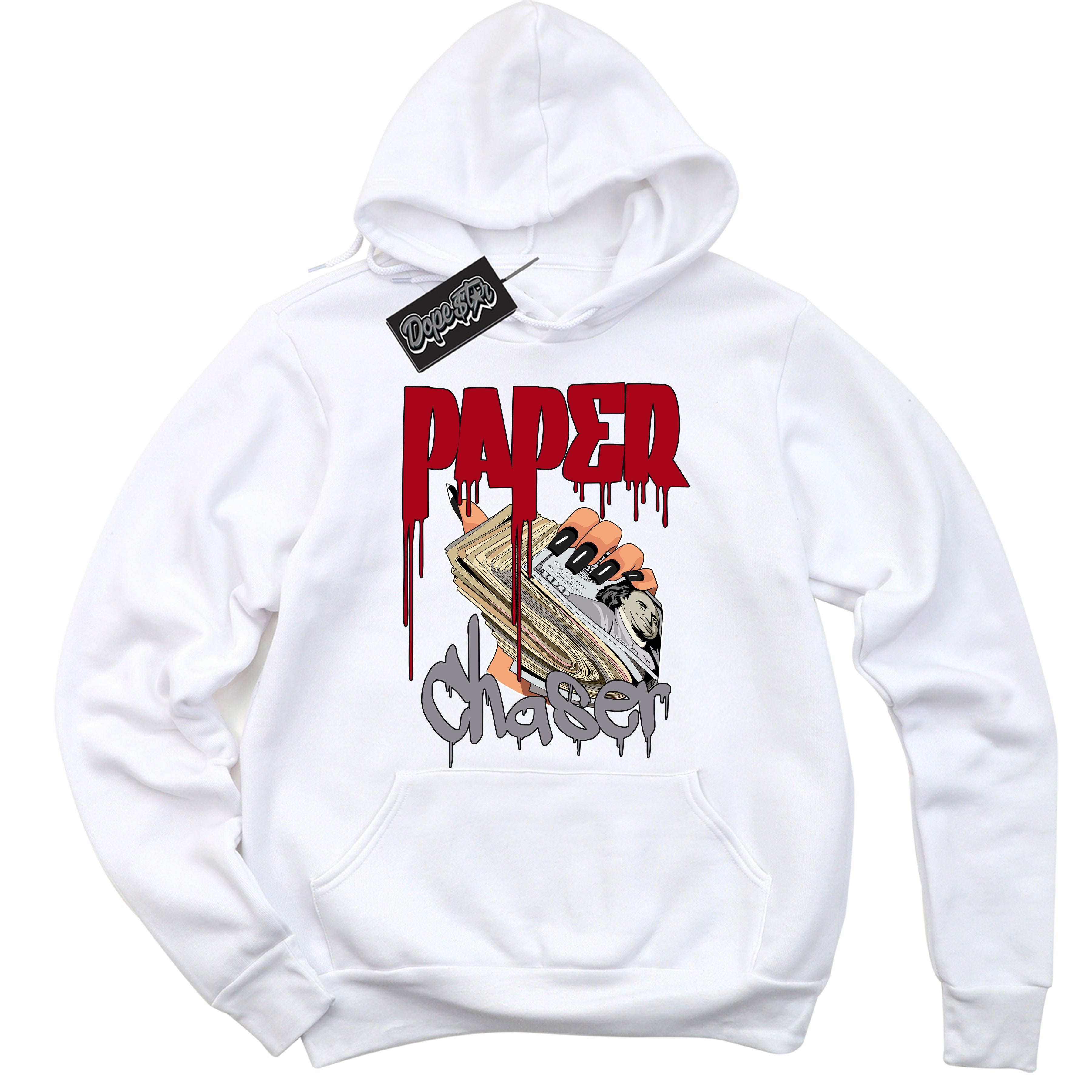 AJ5 Retro OG White Metallic Reimagined ‘Paper Chaser’ – Black Streetwear Hoodie | Men's and Women's graphic sweatshirt by Sneaker Shirts Outlet.