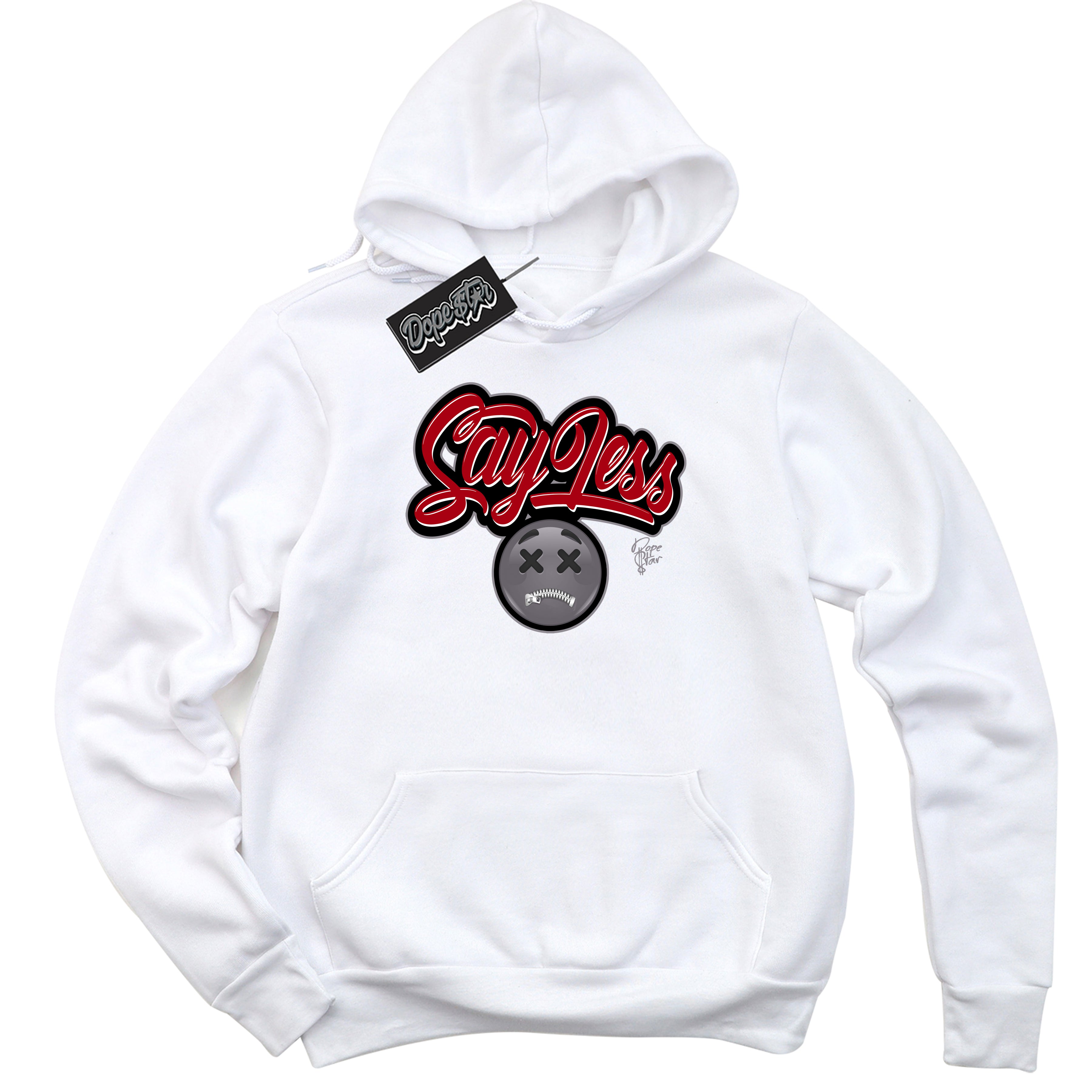 AJ5 Retro OG White Metallic Reimagined ‘Say Less’ – Black Streetwear Hoodie | Men's and Women's graphic sweatshirt by Sneaker Shirts Outlet.