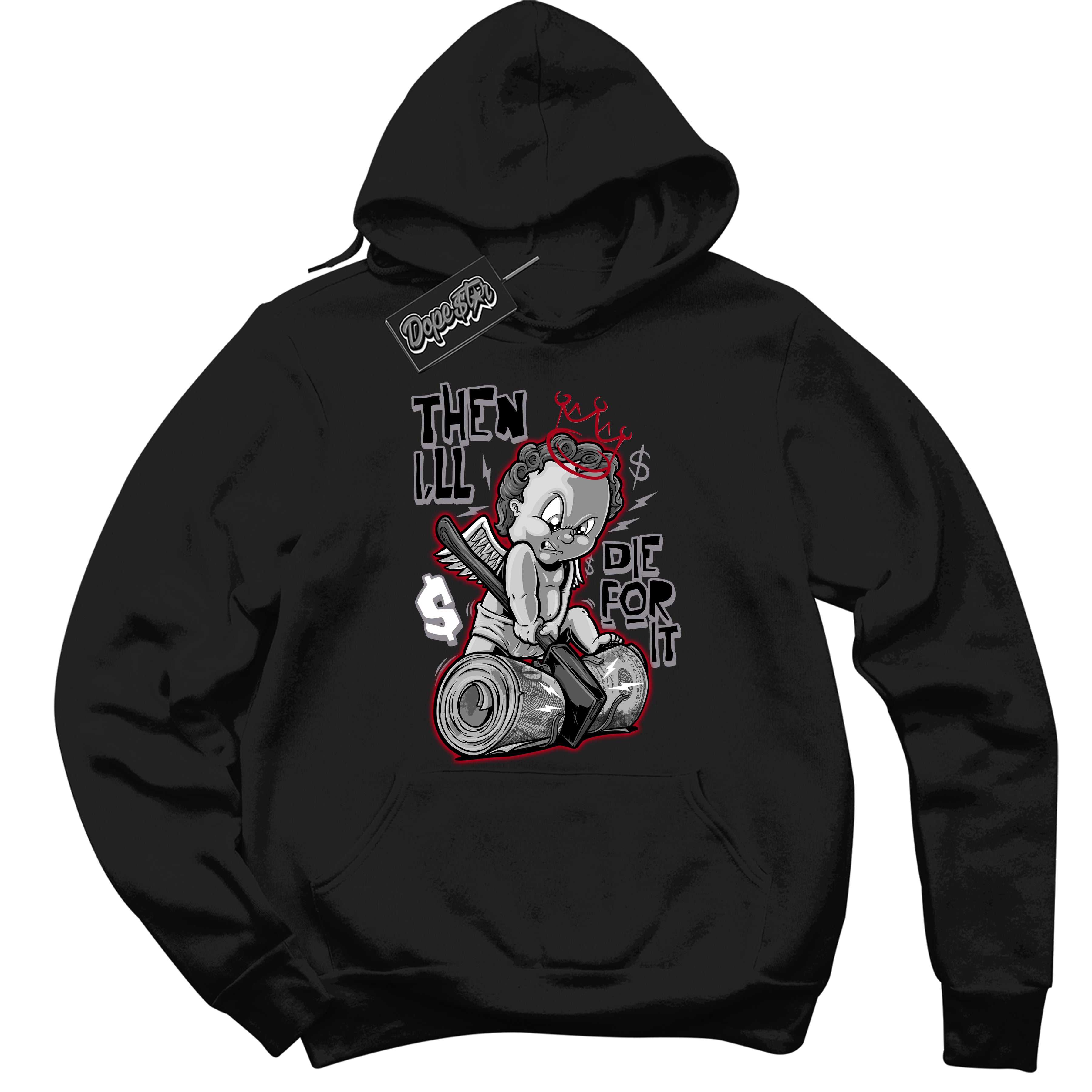 AJ5 Retro OG Black Metallic Reimagined ‘Then I'll’ – Black Streetwear Hoodie | Men's and Women's graphic sweatshirt by Sneaker Shirts Outlet.