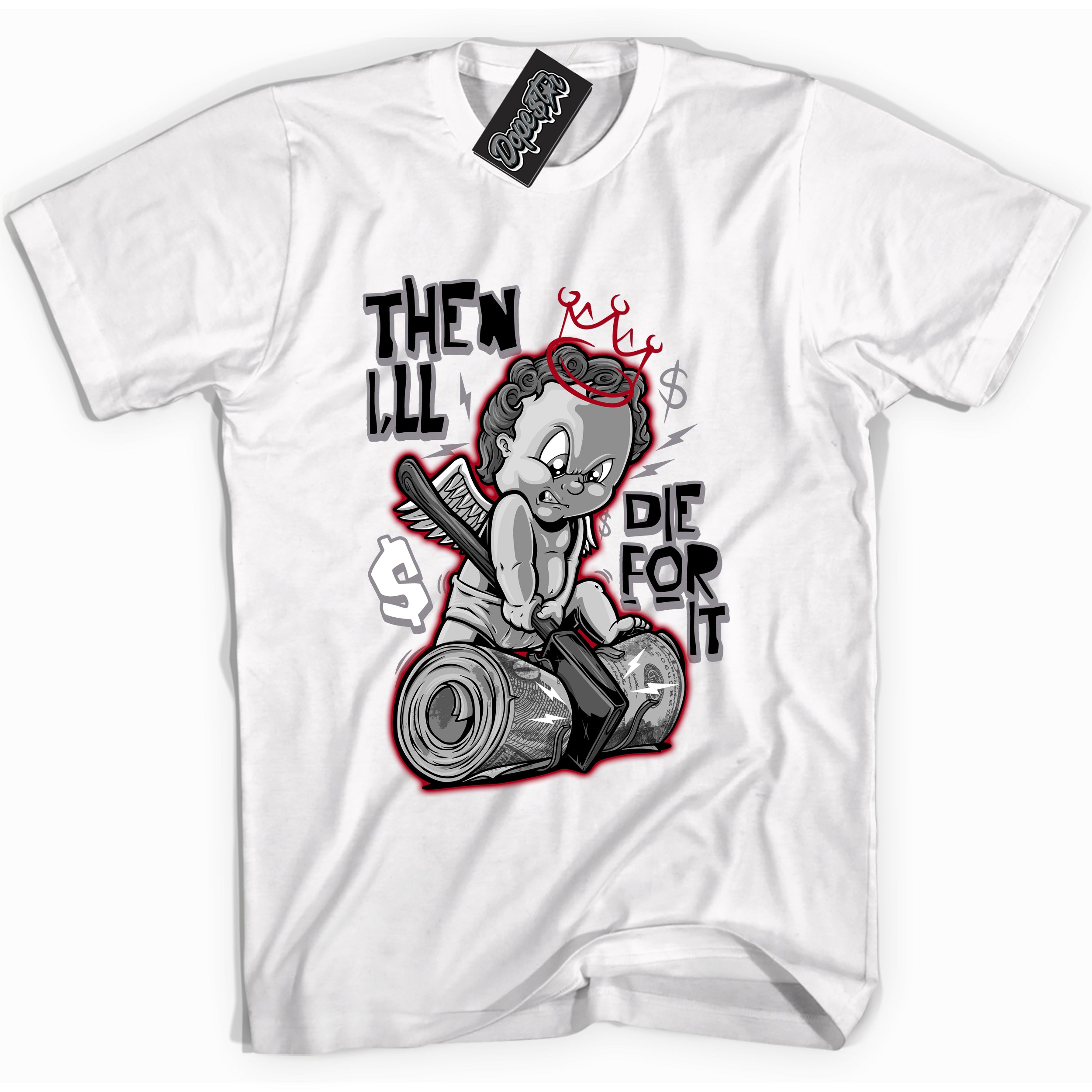 AJ5 Retro OG Black Metallic Reimagined “Then I'll” white streetwear t-shirt and matching sneaker tee for men and women by Sneaker Shirts Outlet.