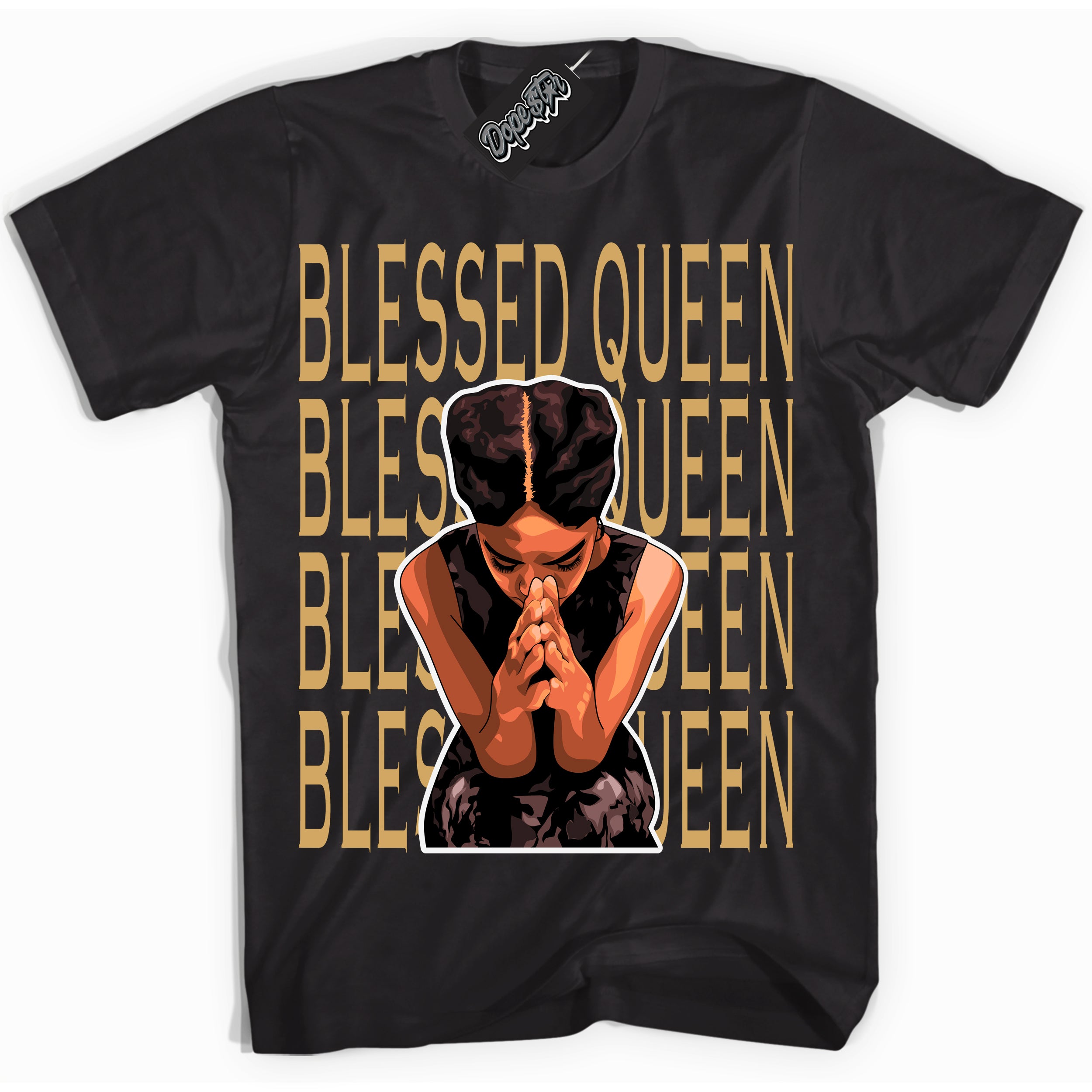 Cool Black Shirt with “ Blessed Queen ” design that perfectly matches Craft Paris 6s Jordans.