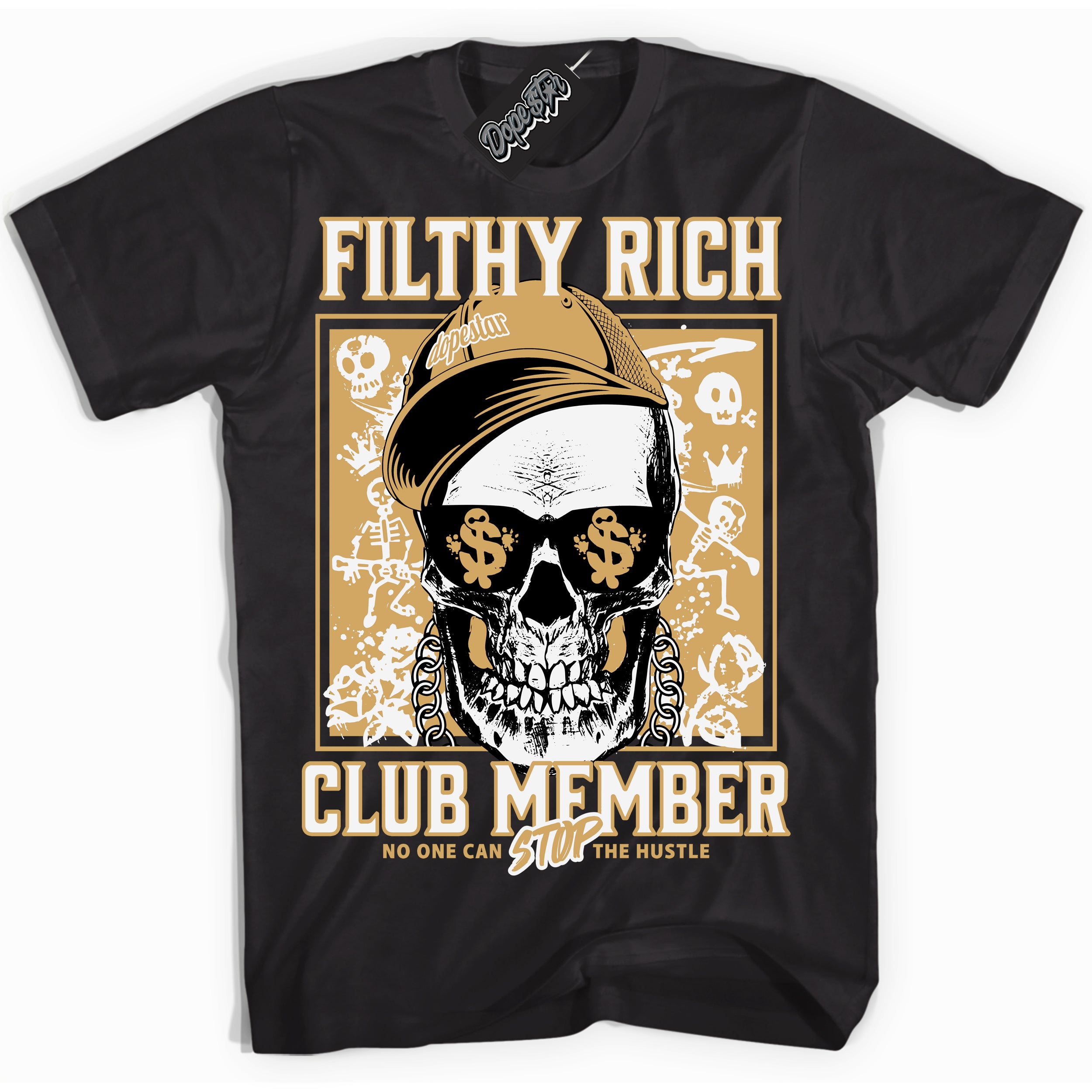 Cool Black Shirt with “ Filthy Rich ” design that perfectly matches Craft Paris 6s Jordans.