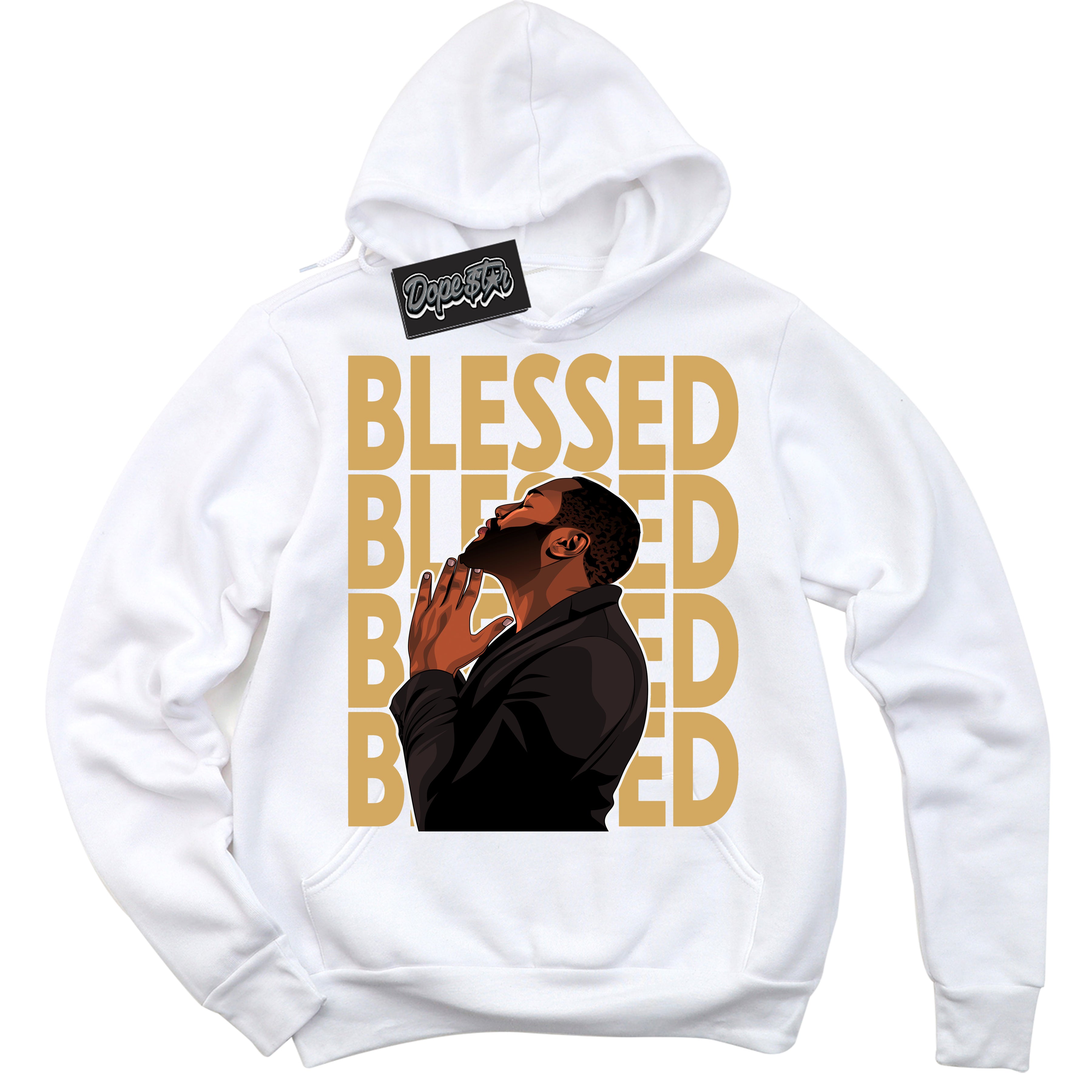 Cool White Hoodie with “ God Blessed ” design that Perfectly Matches Craft Paris 6s Jordans.