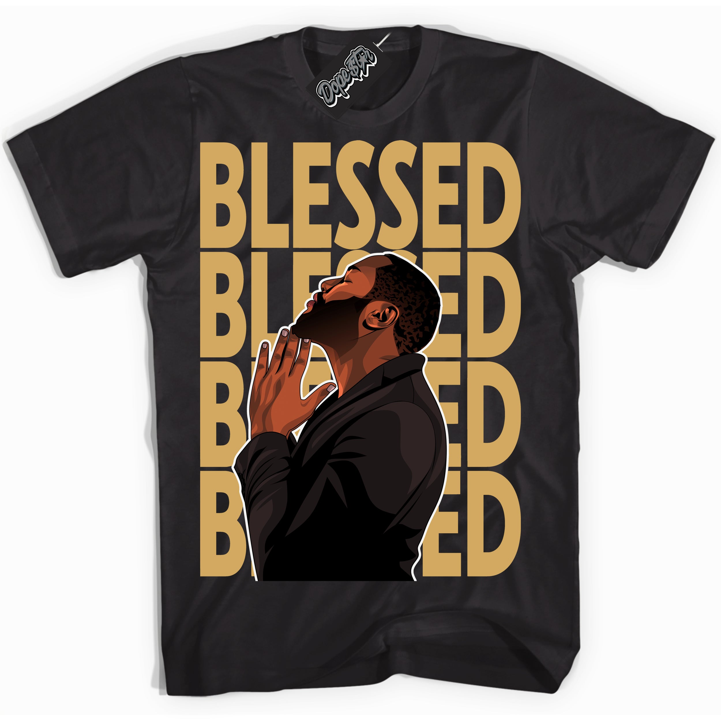 Cool Black Shirt with “ God Blessed ” design that perfectly matches Craft Paris 6s Jordans.