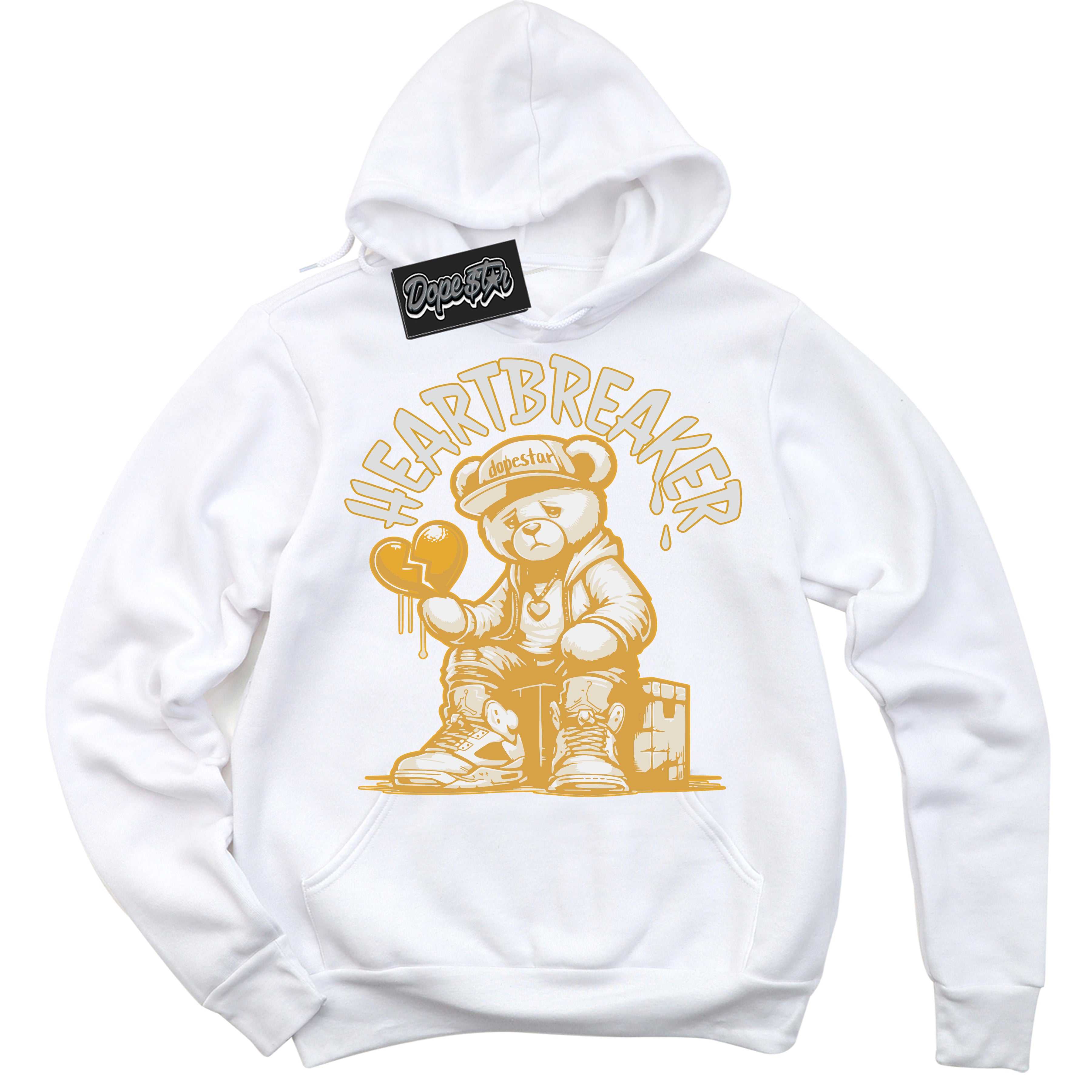 Cool White Hoodie with “ Heartbreaker Bear ” design that Perfectly Matches Craft Paris 6s Jordans.