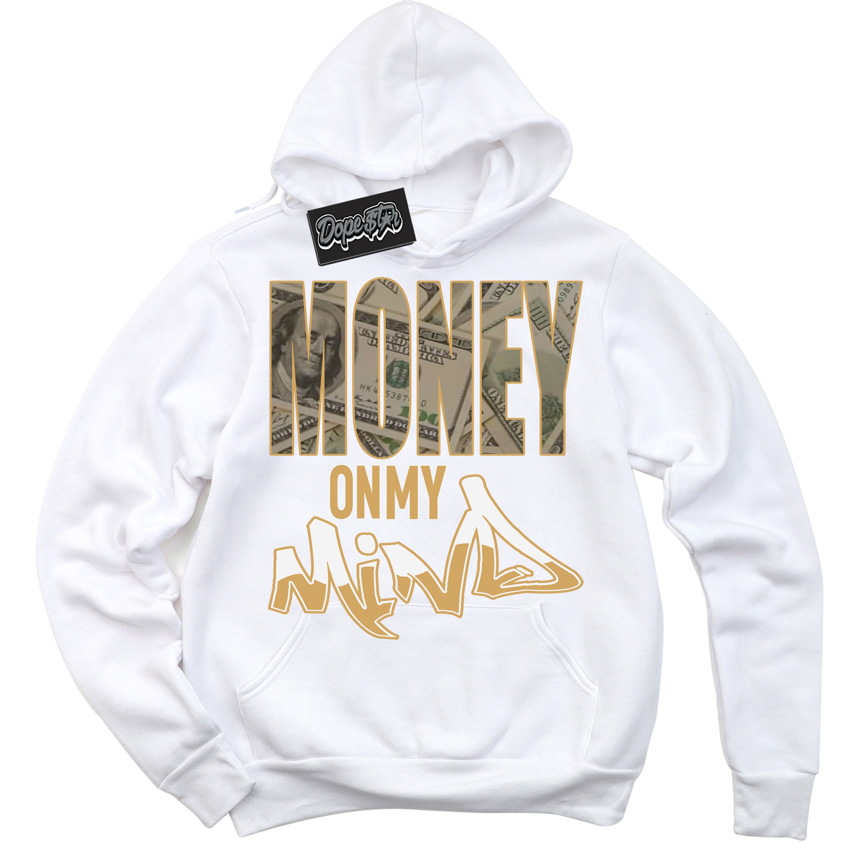 Cool White Hoodie with “ Money On My Mind ” design that Perfectly Matches Craft Paris 6s Jordans.