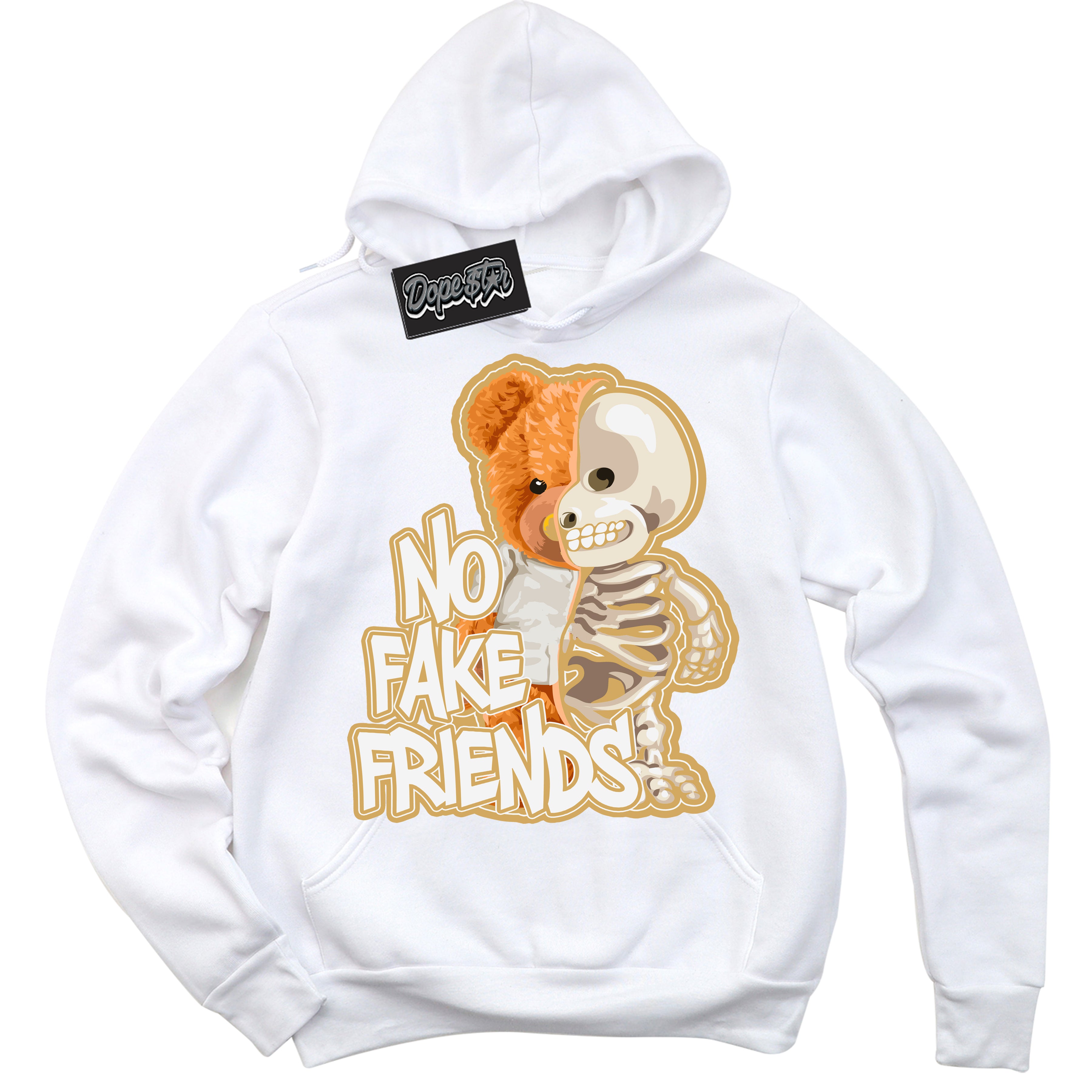 Cool White Hoodie with “ No Fake Friends ” design that Perfectly Matches Craft Paris 6s Jordans.