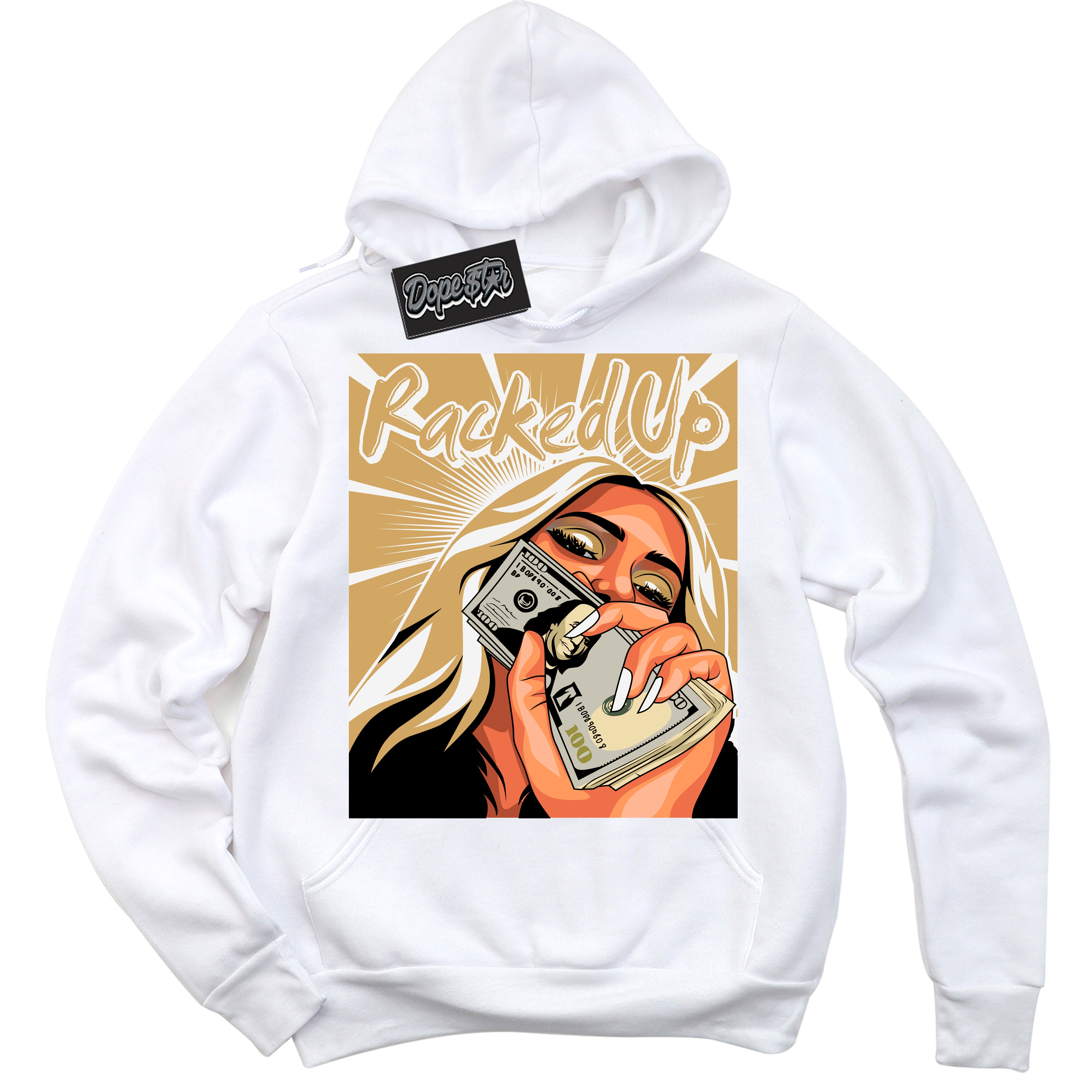Cool White Hoodie with “ Racked Up ” design that Perfectly Matches Craft Paris 6s Jordans.