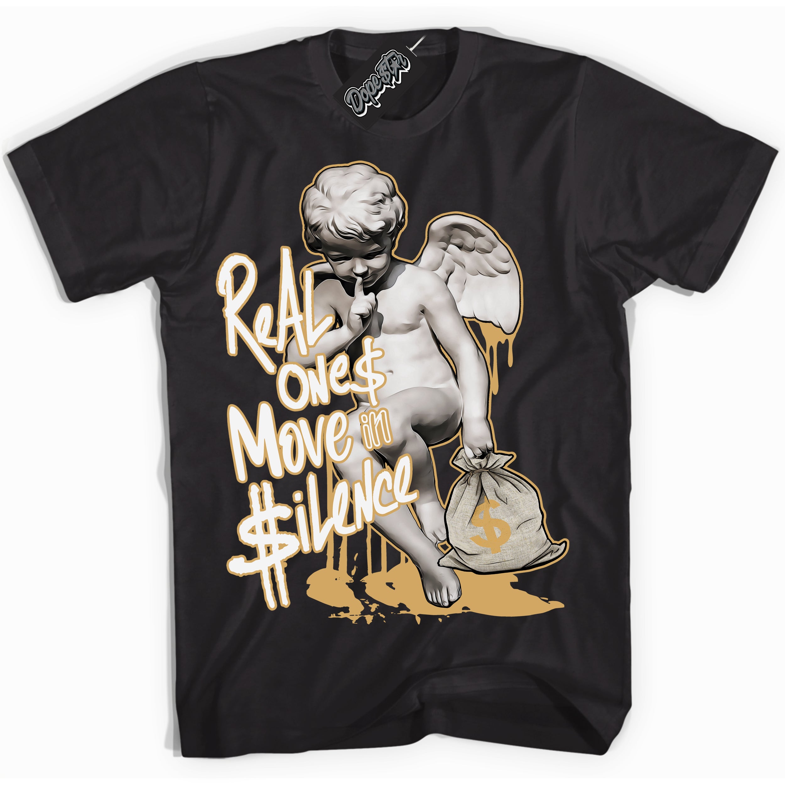 Cool Black Shirt with “ Real Ones Cherub ” design that perfectly matches Craft Paris 6s Jordans.
