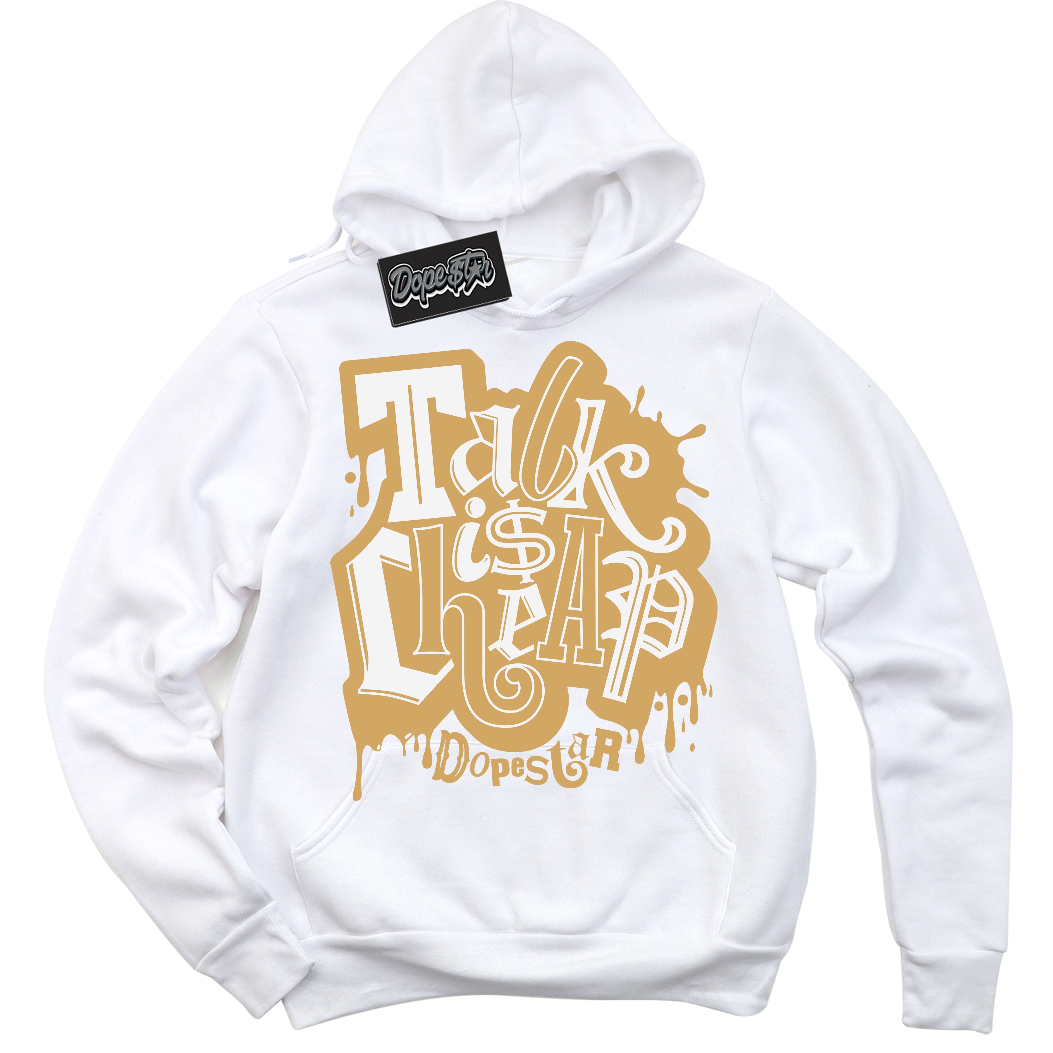 Cool White Hoodie with “ Talk Is Cheap ” design that Perfectly Matches Craft Paris 6s Jordans.