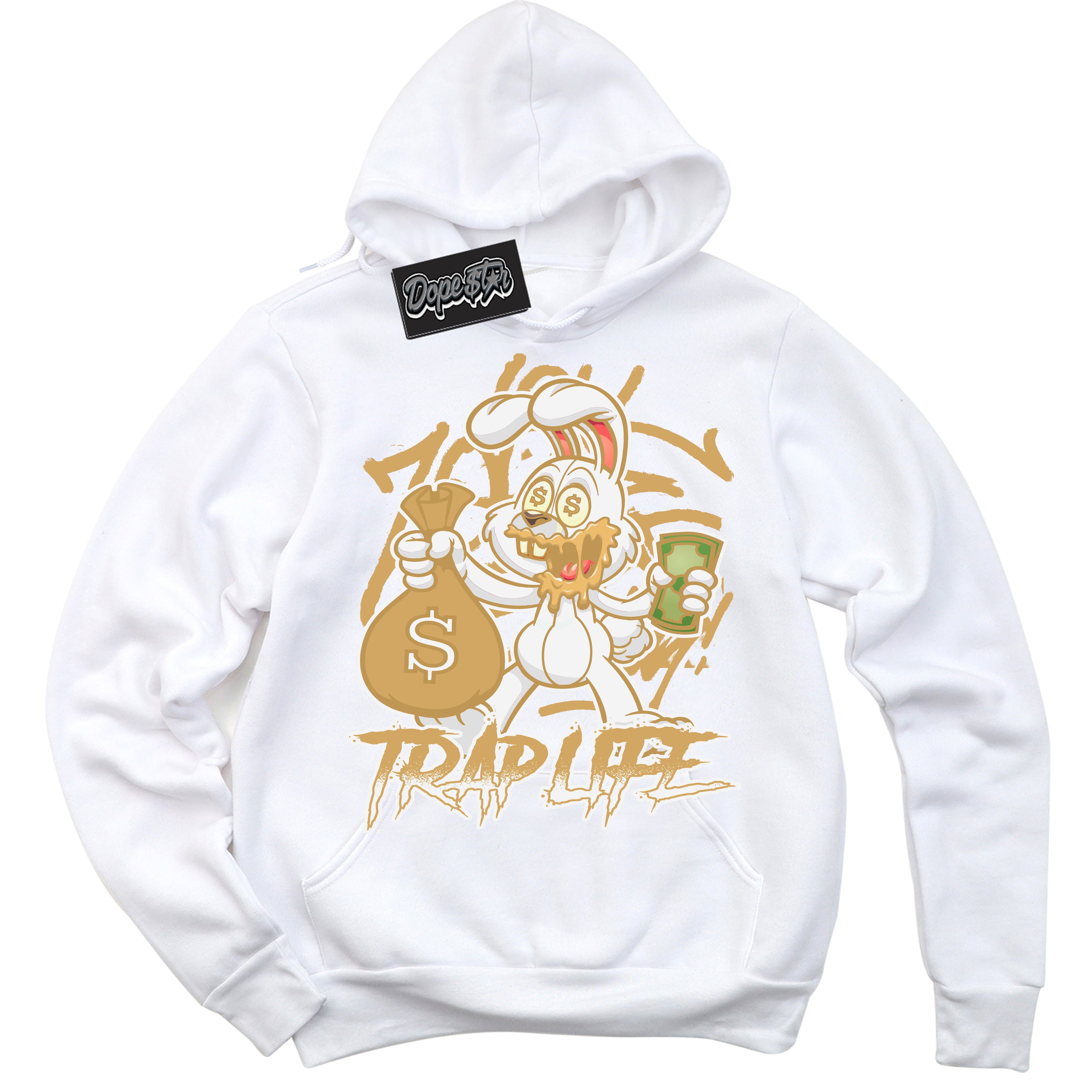 Cool White Hoodie with “ Trap Rabbit ” design that Perfectly Matches Craft Paris 6s Jordans.