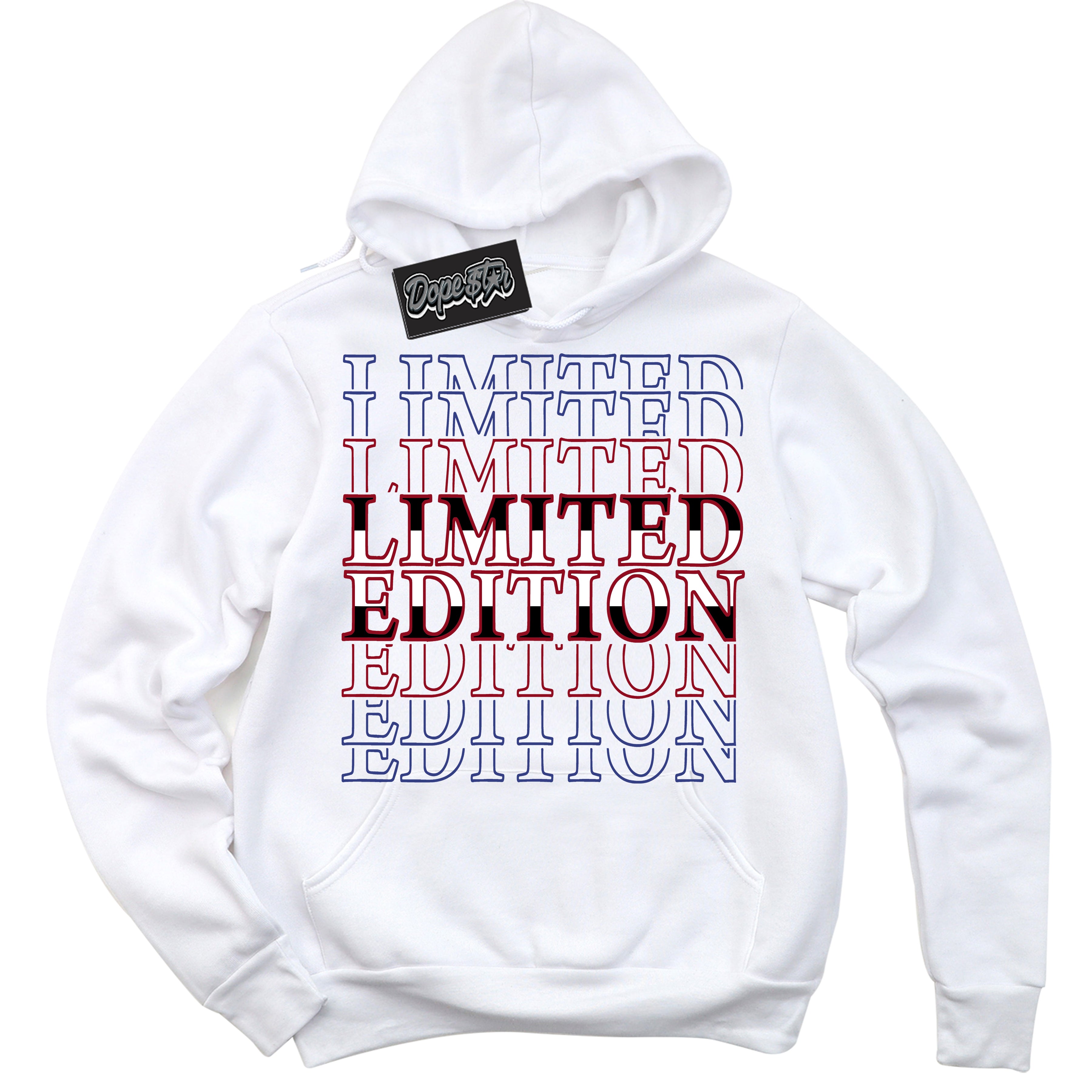 Cool White Hoodie with “ Limited Edition ”  design that Perfectly Matches Playoffs 8s Sneakers.
