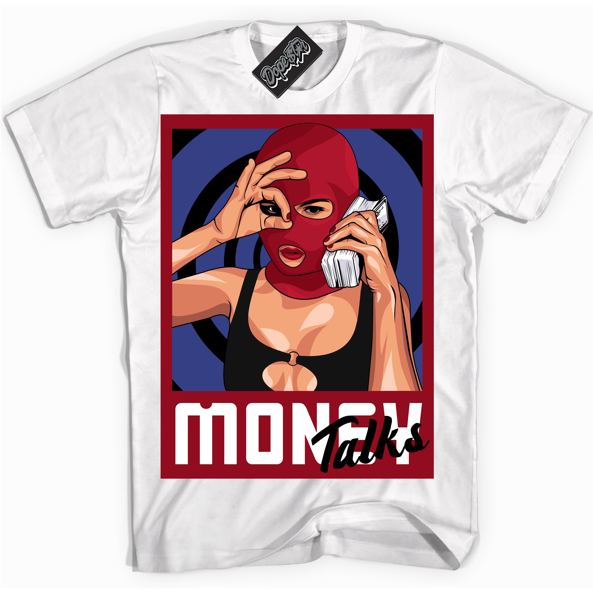 Cool White Shirt with “ Money Talks ” design that perfectly matches Playoffs 8s Sneakers.