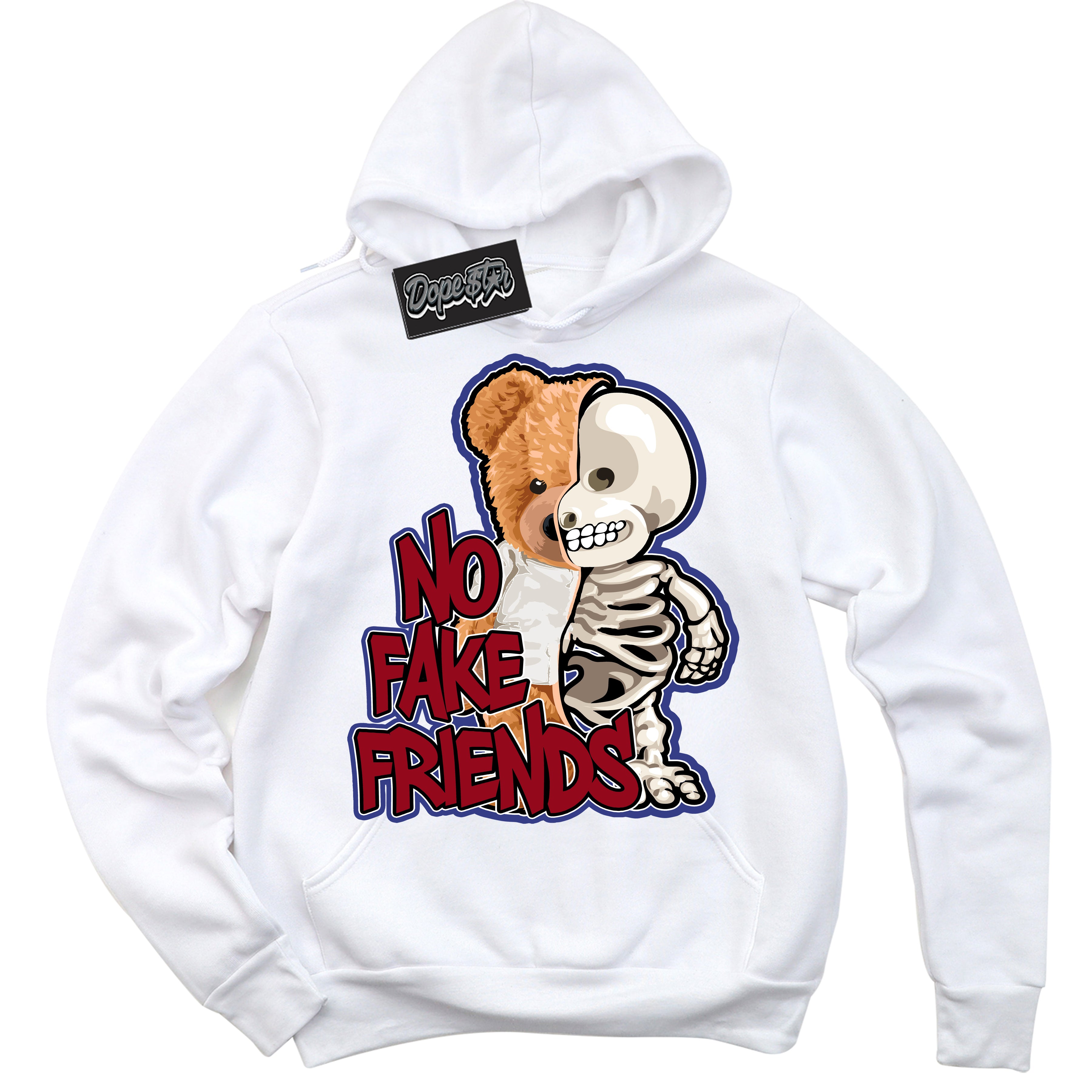Cool White Hoodie with “ No Fake Friends ”  design that Perfectly Matches Playoffs 8s Sneakers.
