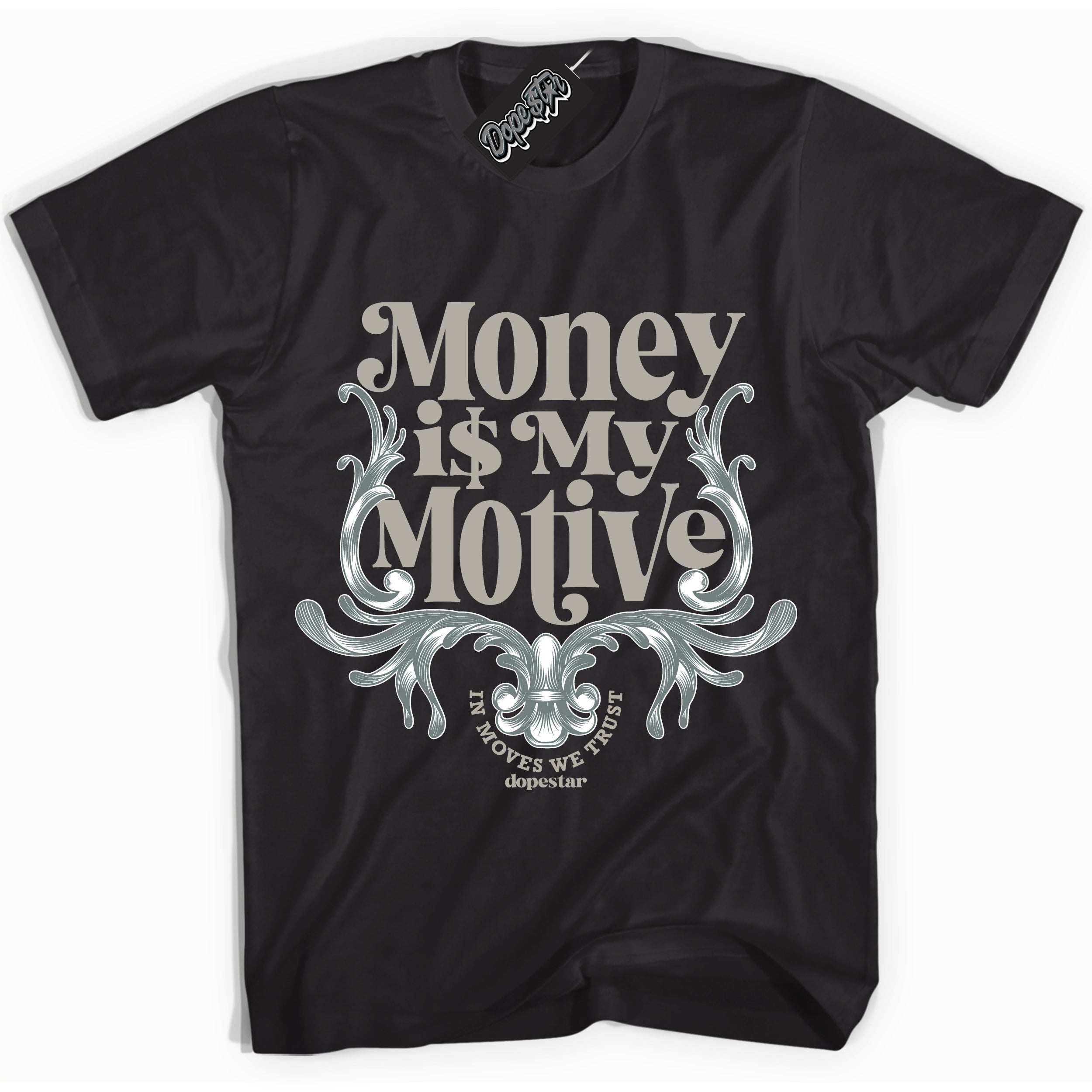 AJ9 Retro Cool Grey ‘Money Is My Motive’ – Black Streetwear T-Shirt | Sneaker Matching shirt for AJ9 Retro Cool Grey | Men's and Women's Streetwear Graphic Tee by Sneaker Shirts Outlet.