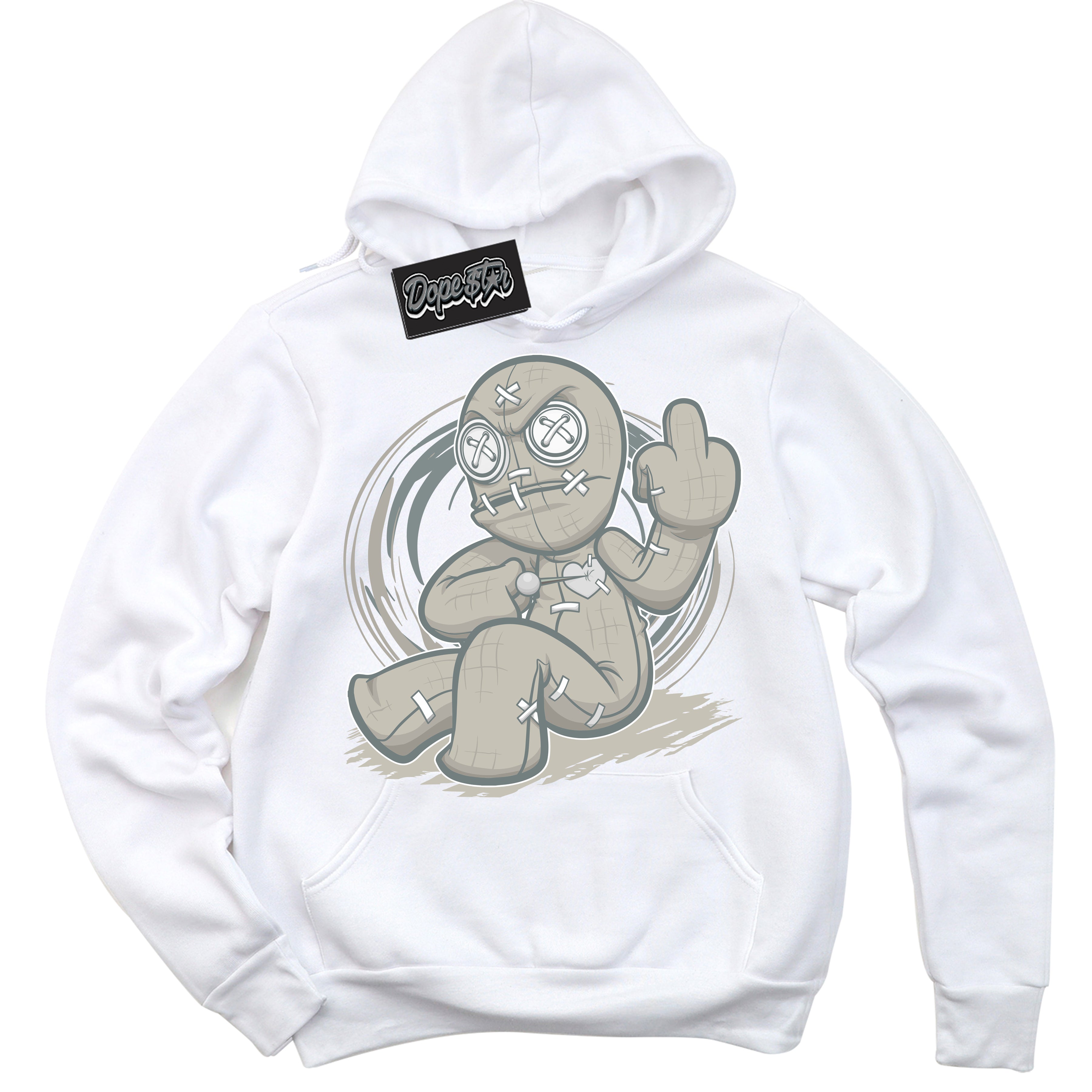 AJ9 Retro Cool Grey ‘Voodoo Doll’ – White Streetwear Hoodie | Sneaker Matching sweatshirt for AJ9 Retro Cool Grey | Men's and Women's Streetwear Graphic Hoodie by Sneaker Shirts Outlet