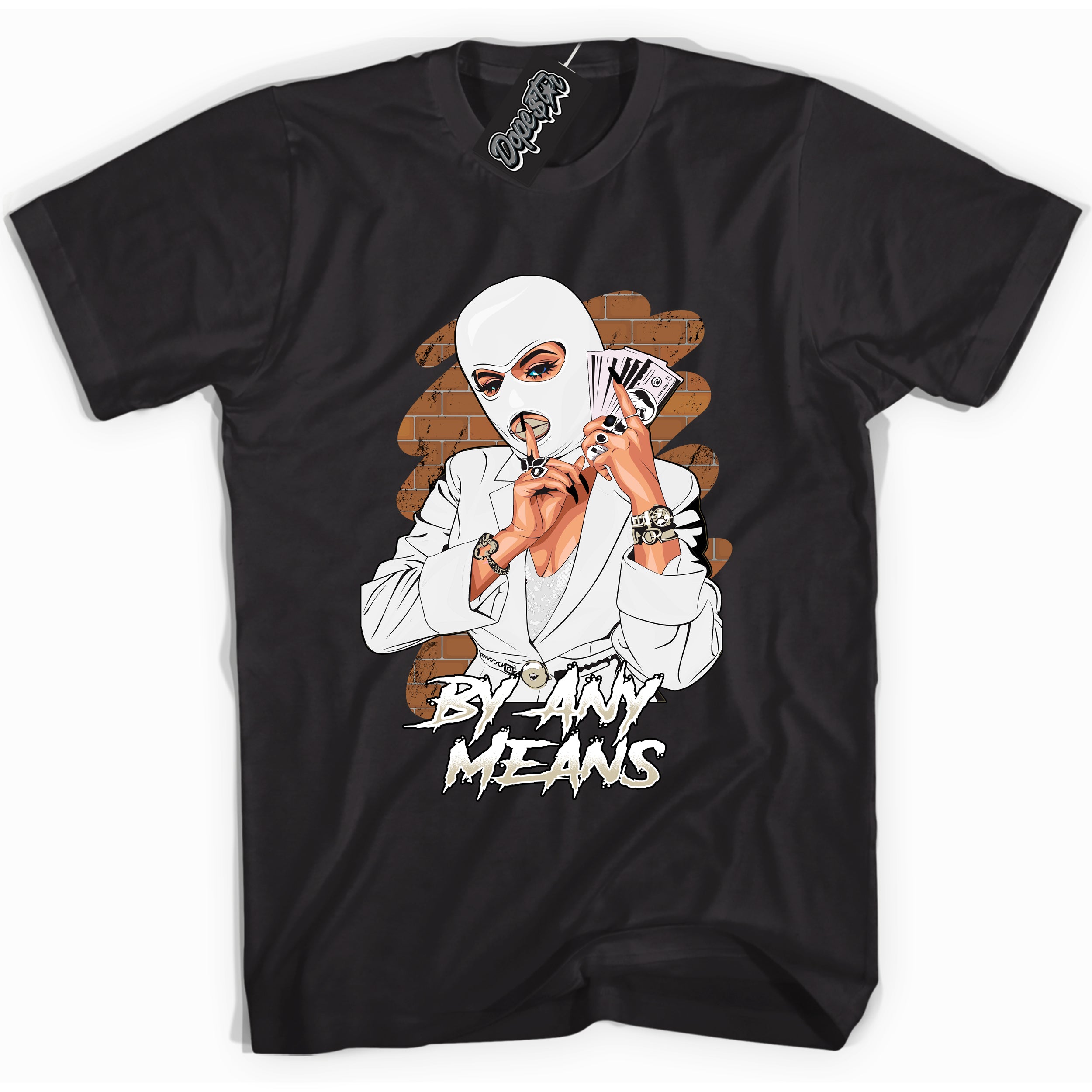 Cool Black graphic tee with “ By Any Means  ” print, that perfectly matches GRATITUDE 11s  sneakers