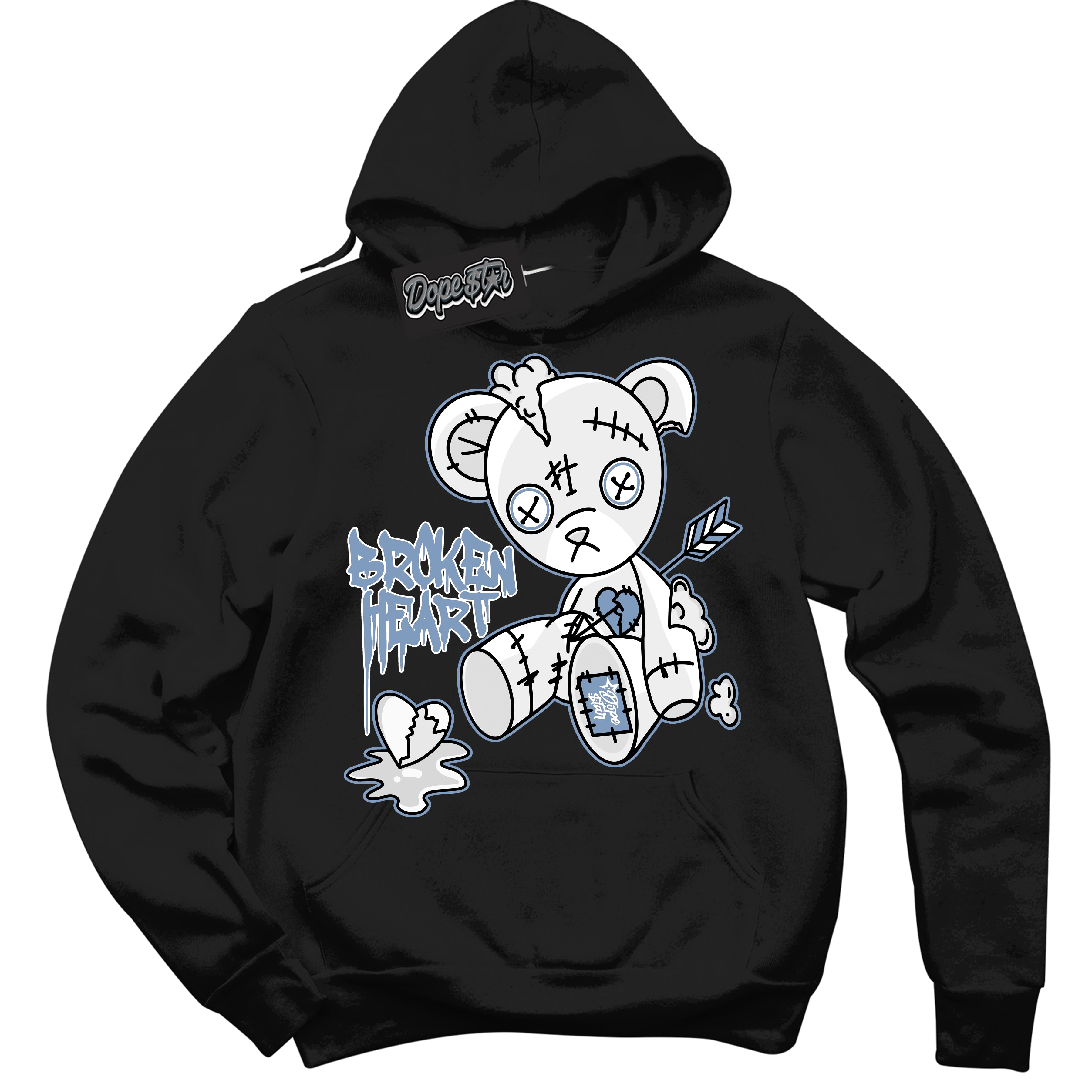 Cool Black Hoodie with “ Broken Heart Bear ”  design that Perfectly Matches Reverse Oreo 6s Sneakers.