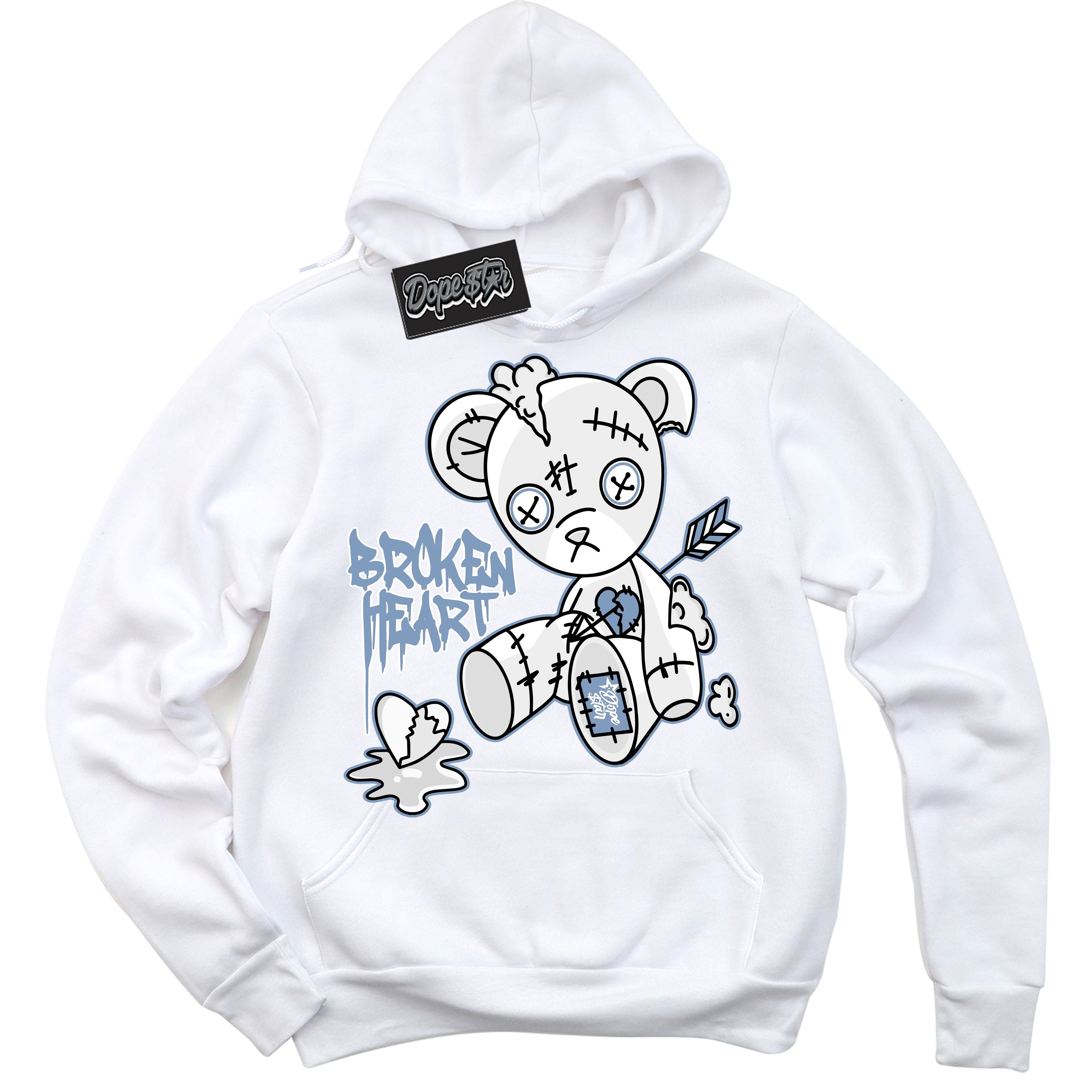 Cool White Hoodie with “ Broken Heart Bear ”  design that Perfectly Matches Reverse Oreo 6s Sneakers.