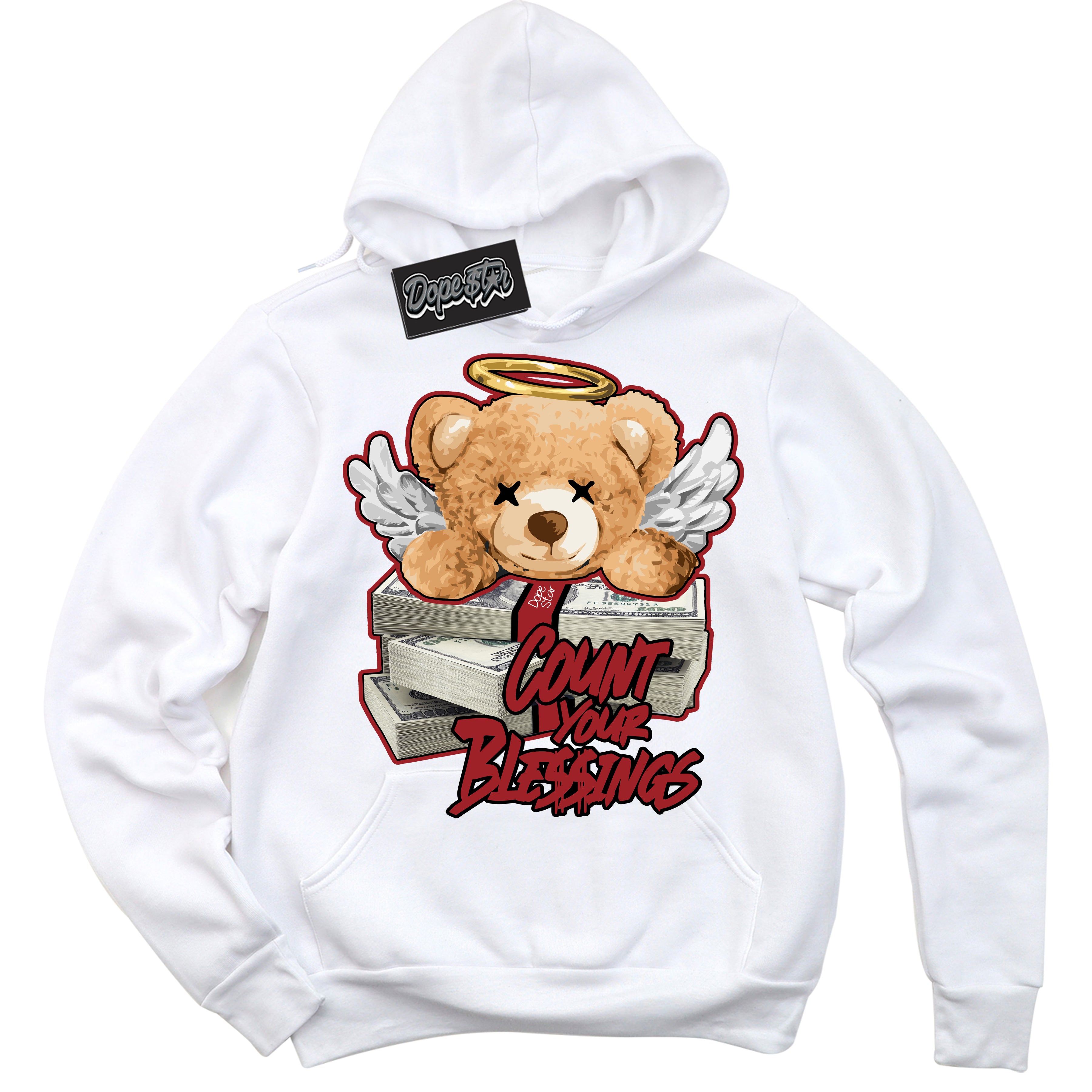 Cool White Hoodie With “ Count Your Blessings “ Design That Perfectly Matches Lost And Found 1s Sneakers.