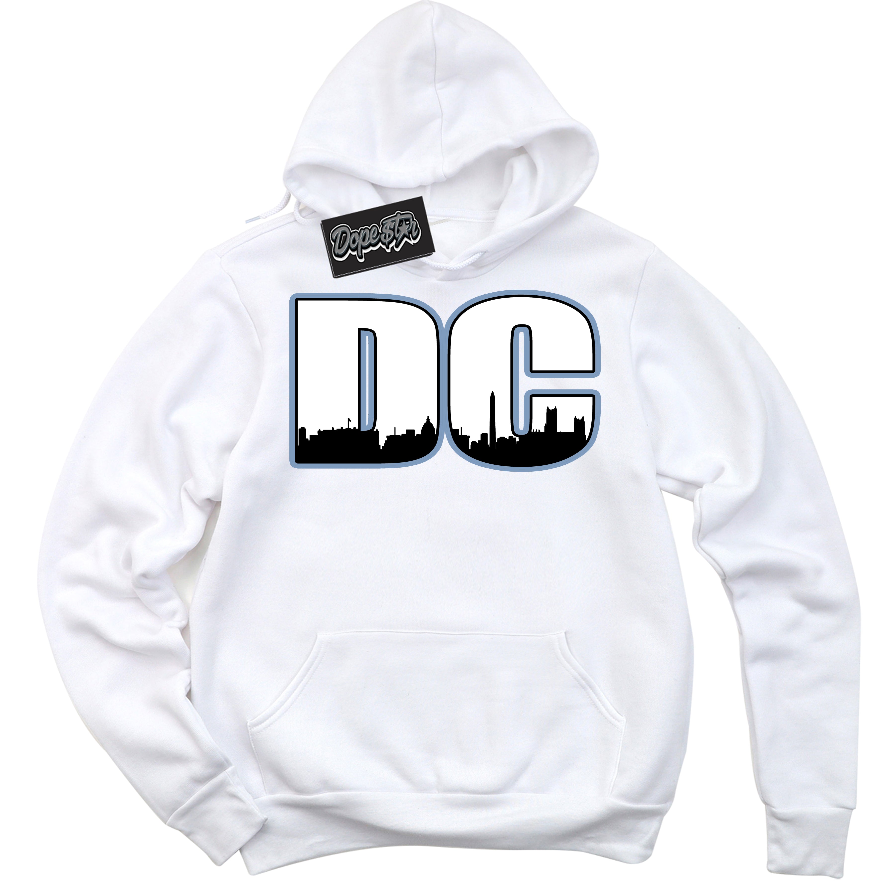 Cool White Hoodie with “ DC ”  design that Perfectly Matches Reverse Oreo 6s Sneakers.