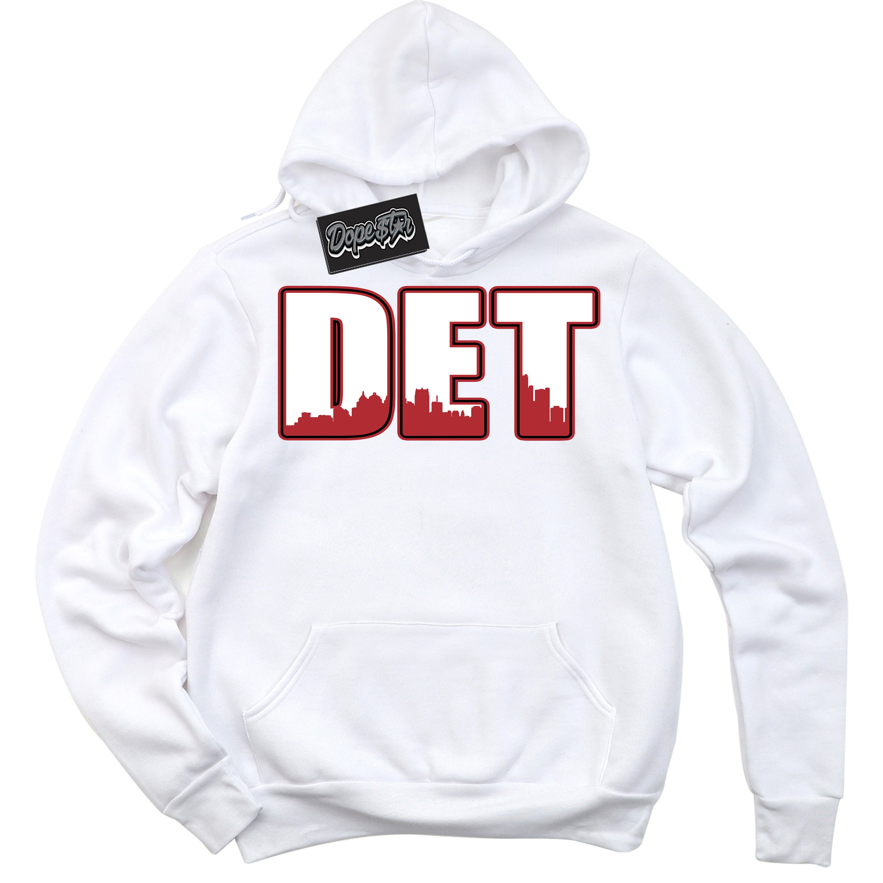Cool White Hoodie With “ Detroit “ Design That Perfectly Matches Lost And Found 1s Sneakers.