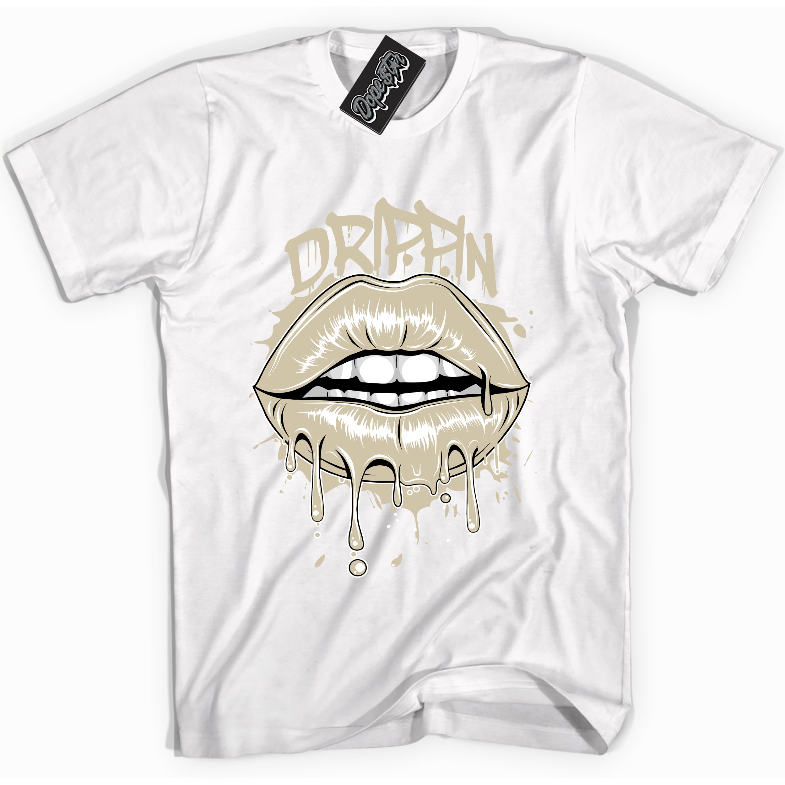 Cool White graphic tee with “ Drippin Lips ” print, that perfectly matches GRATITUDE 11s  sneakers