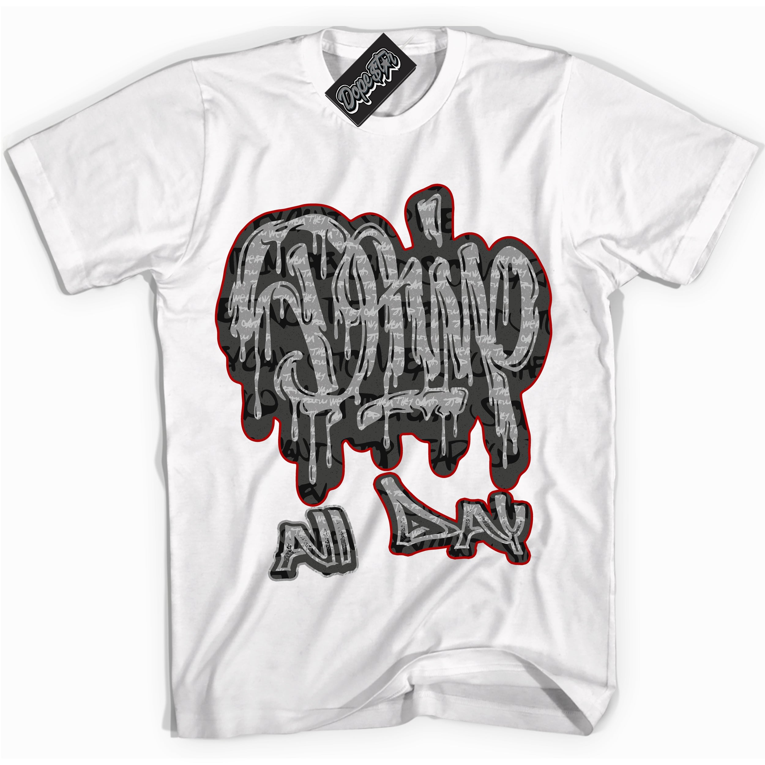 Cool White Shirt with “ Drip All Day ” design that perfectly matches Rebellionaire 1s Sneakers.