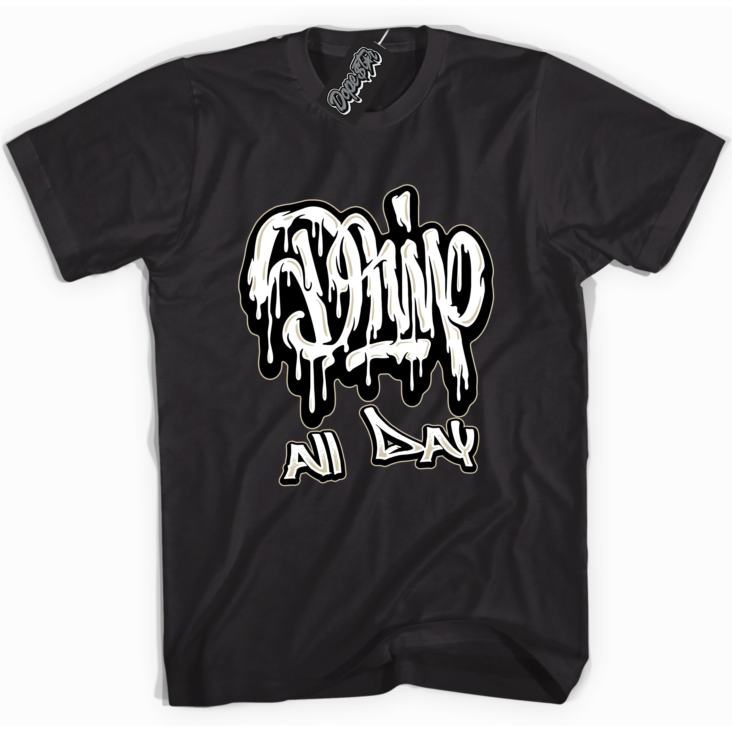 Cool Black graphic tee with “ Drip All Day  ” print, that perfectly matches GRATITUDE 11s  sneakers