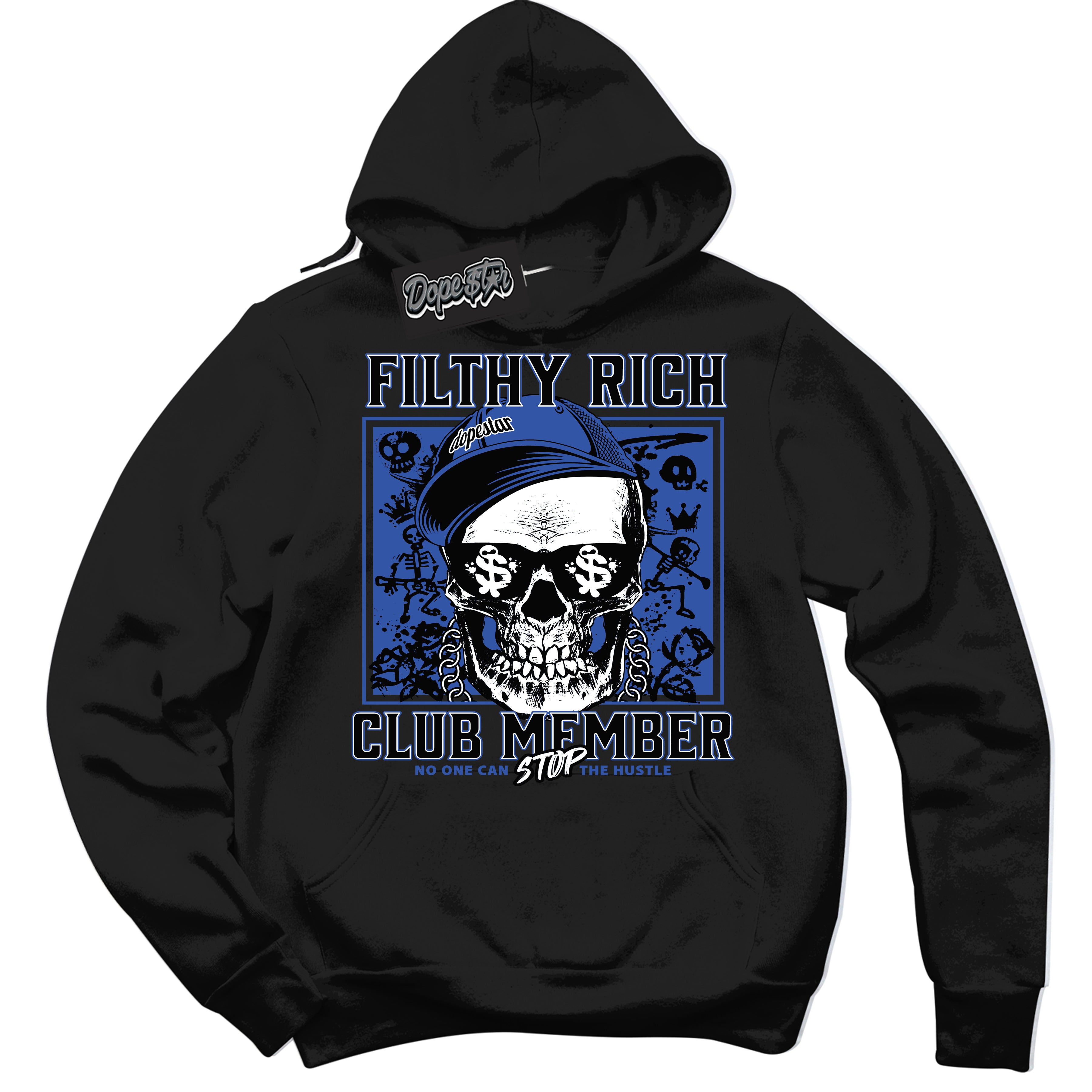 Dunk Low Astronomy Blue 'Filthy Rich' Hoodie – Black Streetwear Sweatshirt | Sneaker Matching Hoodie for Dunk Low Astronomy Blue | Men's & Women's Streetwear Outfit by Sneaker Shirts Outlet.